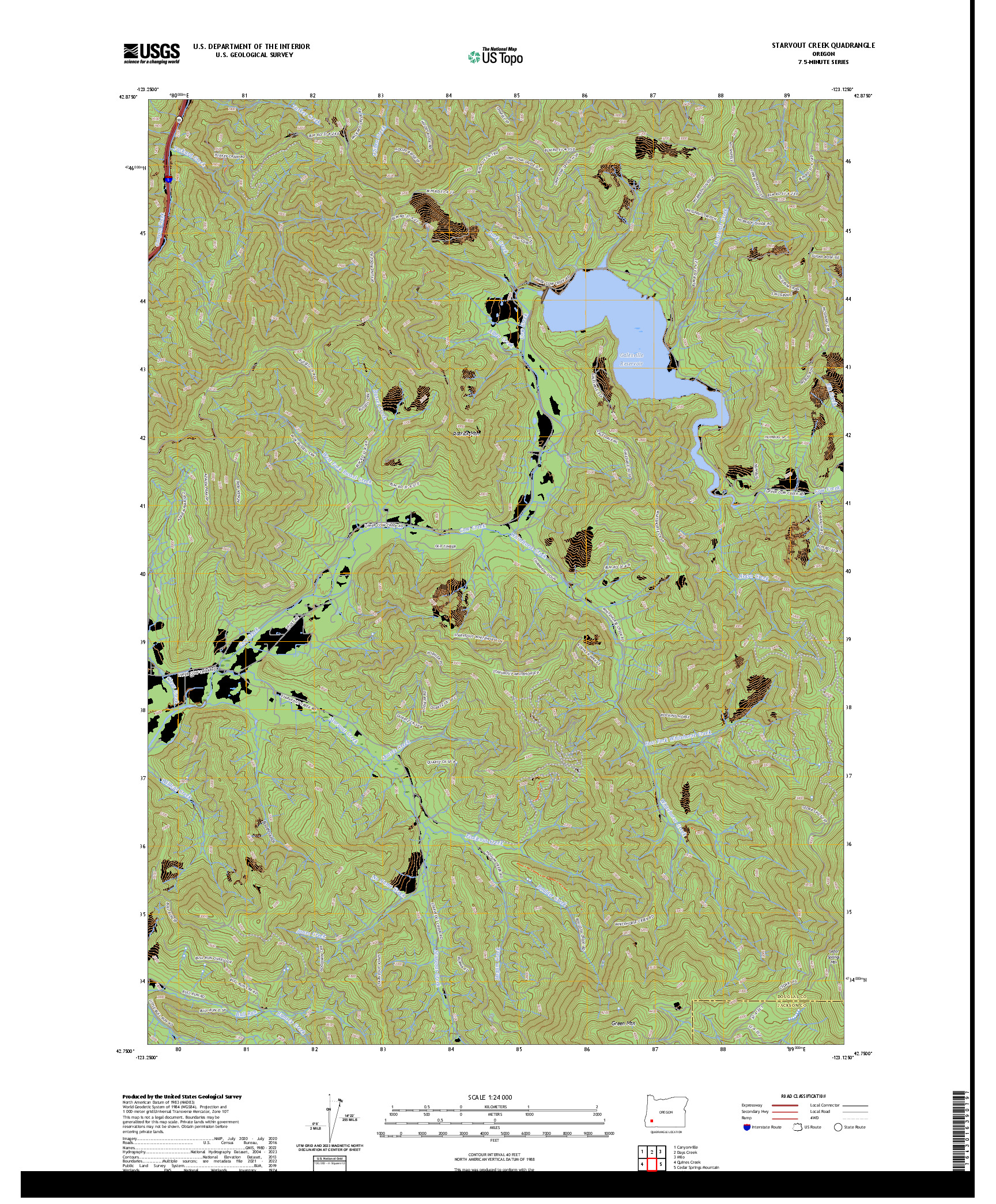 US TOPO 7.5-MINUTE MAP FOR STARVOUT CREEK, OR