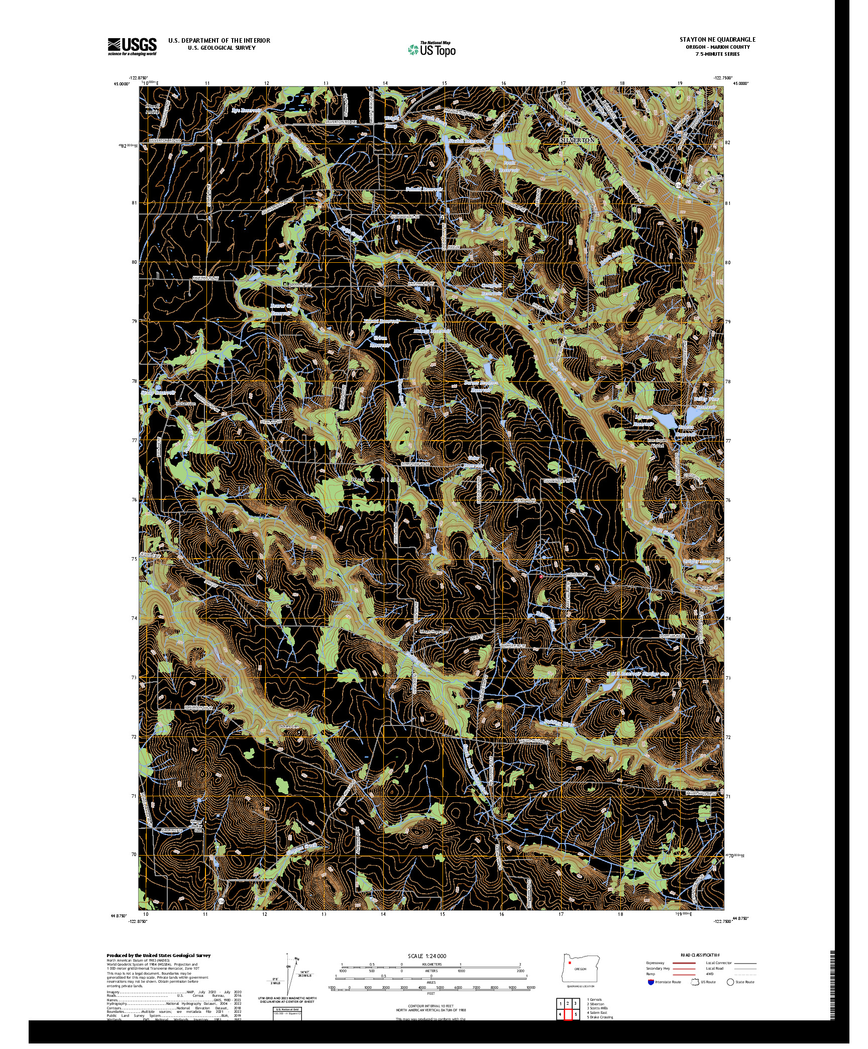 US TOPO 7.5-MINUTE MAP FOR STAYTON NE, OR