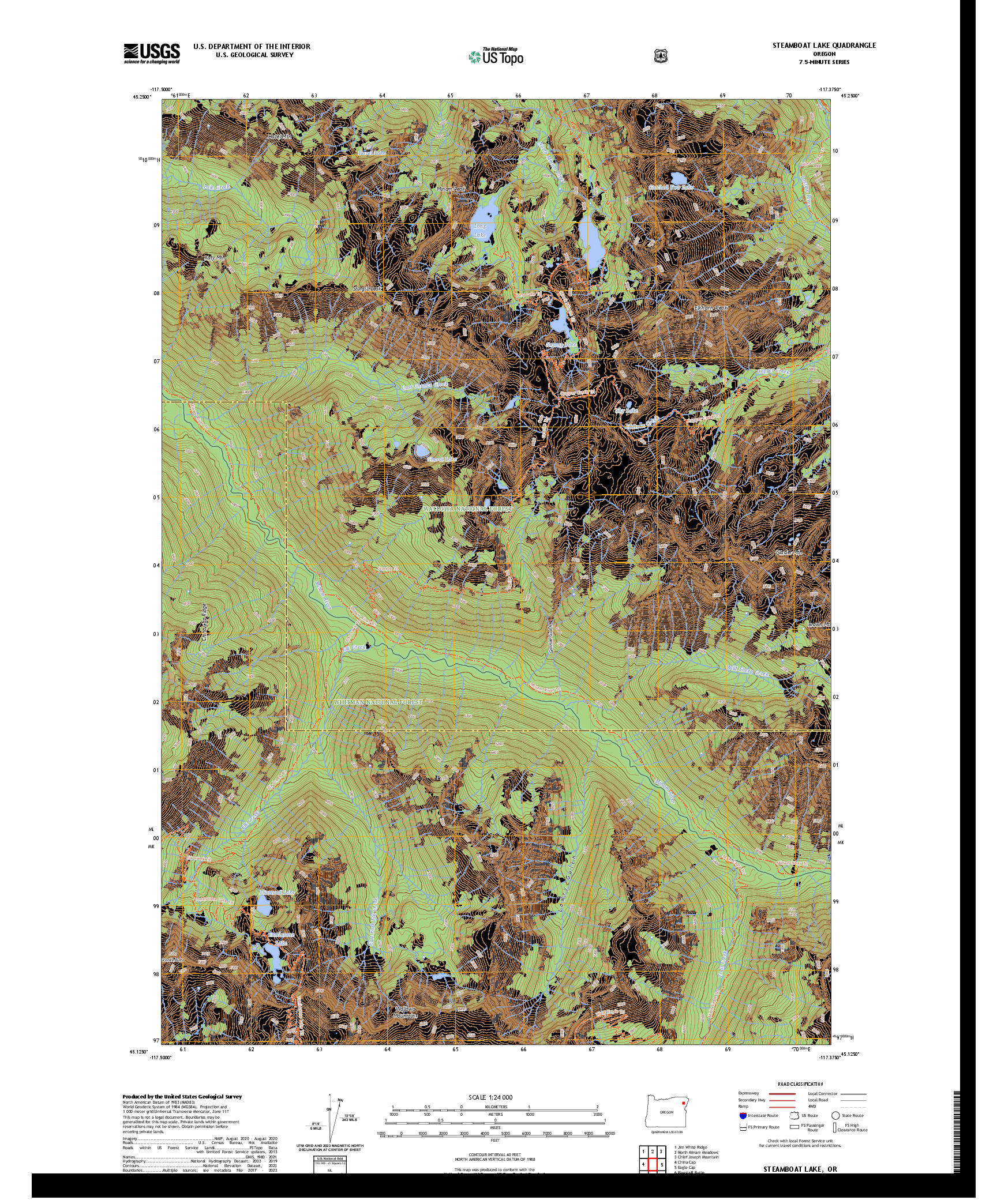 US TOPO 7.5-MINUTE MAP FOR STEAMBOAT LAKE, OR