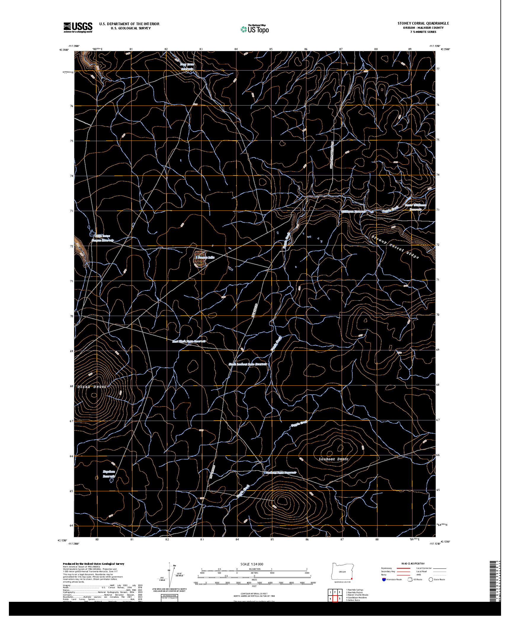 US TOPO 7.5-MINUTE MAP FOR STONEY CORRAL, OR