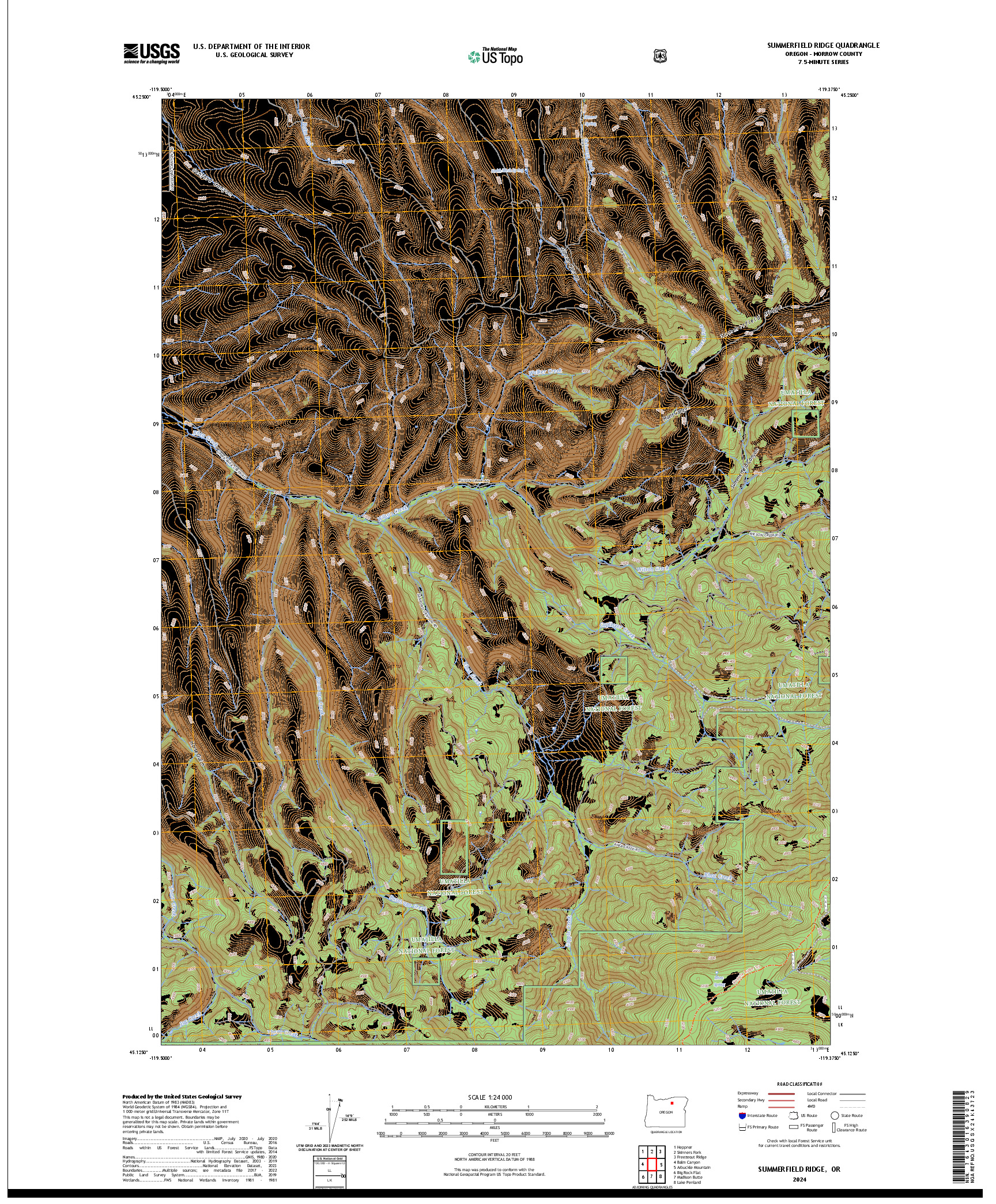US TOPO 7.5-MINUTE MAP FOR SUMMERFIELD RIDGE, OR