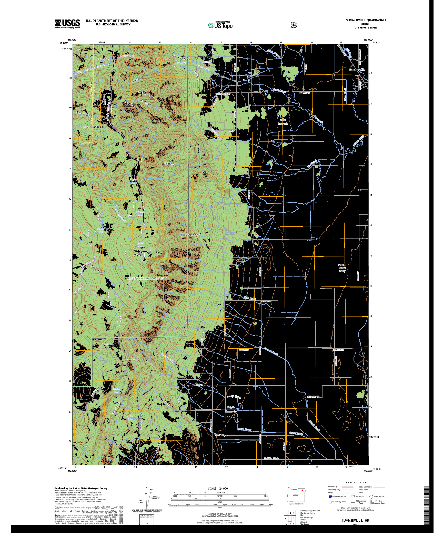 US TOPO 7.5-MINUTE MAP FOR SUMMERVILLE, OR