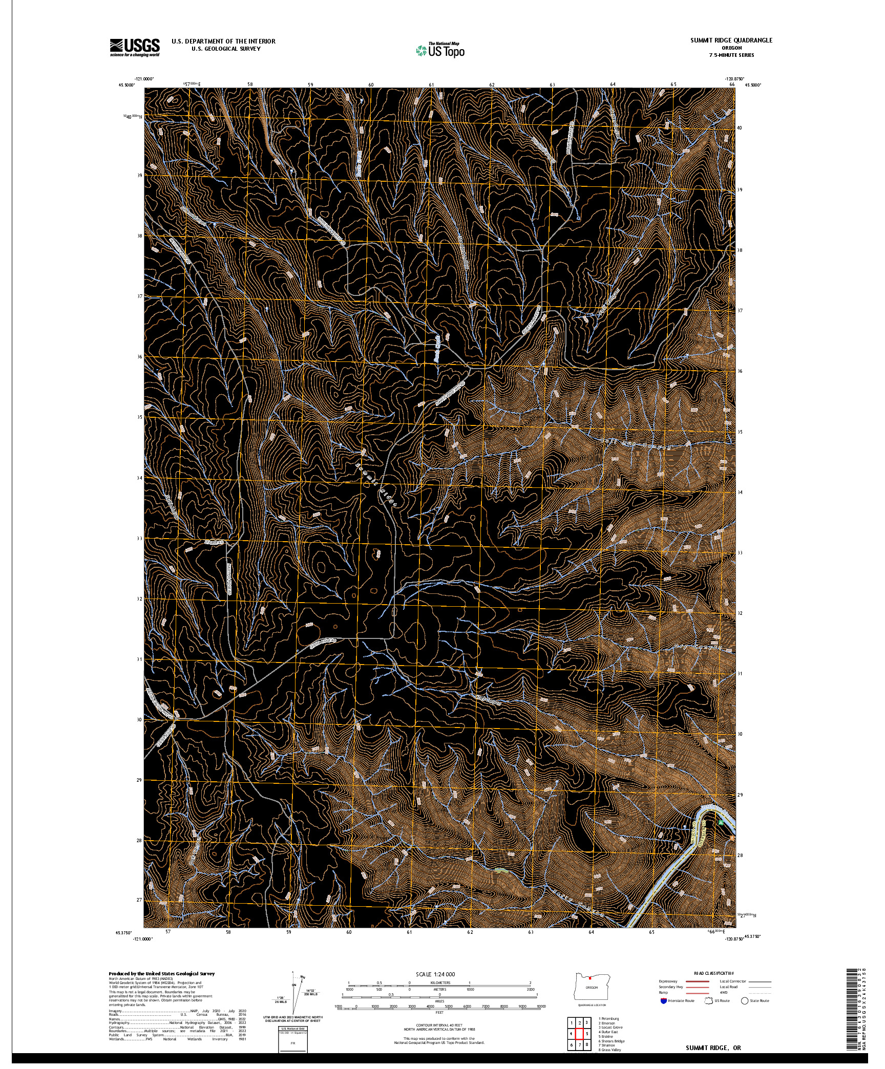 US TOPO 7.5-MINUTE MAP FOR SUMMIT RIDGE, OR
