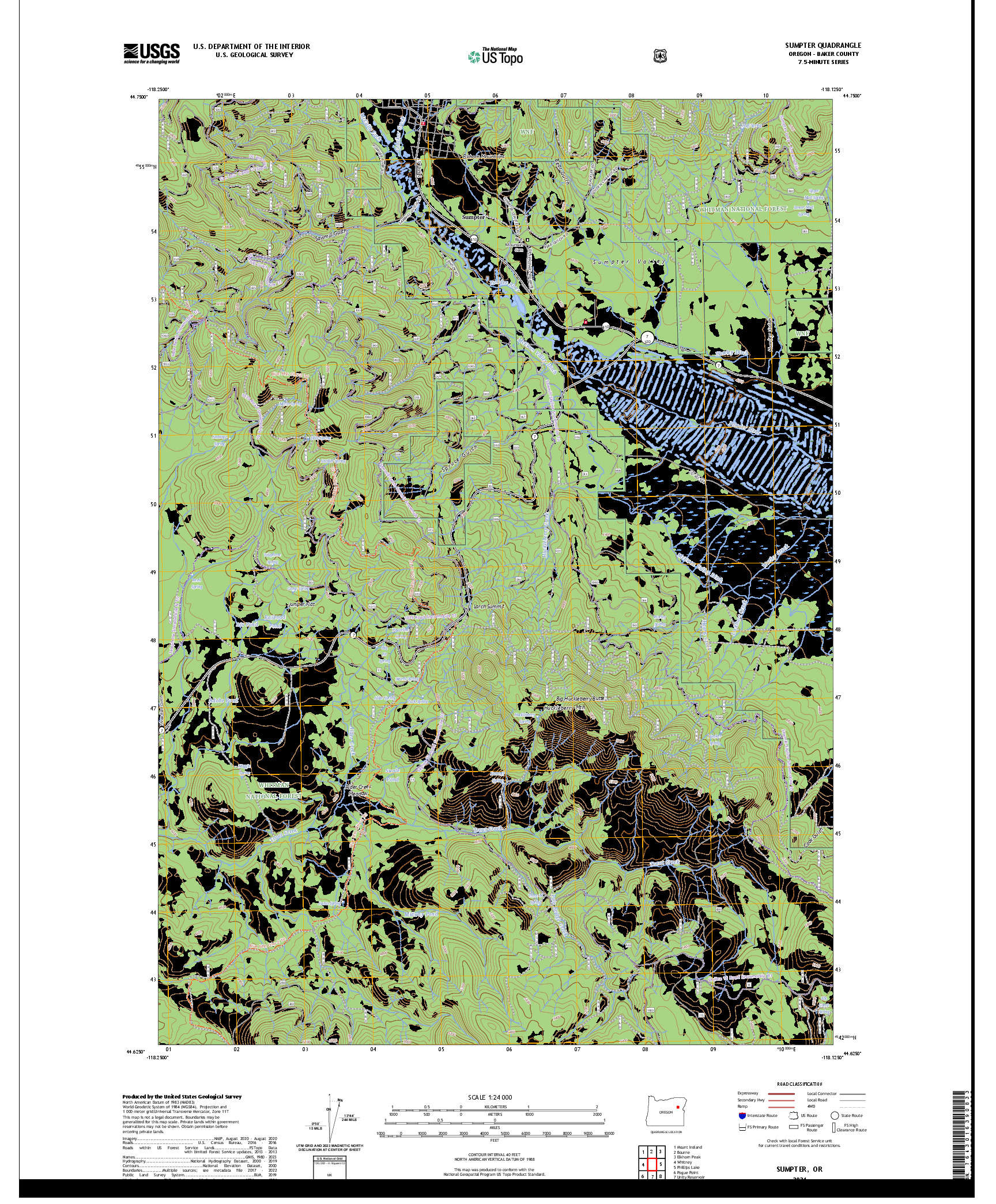 US TOPO 7.5-MINUTE MAP FOR SUMPTER, OR