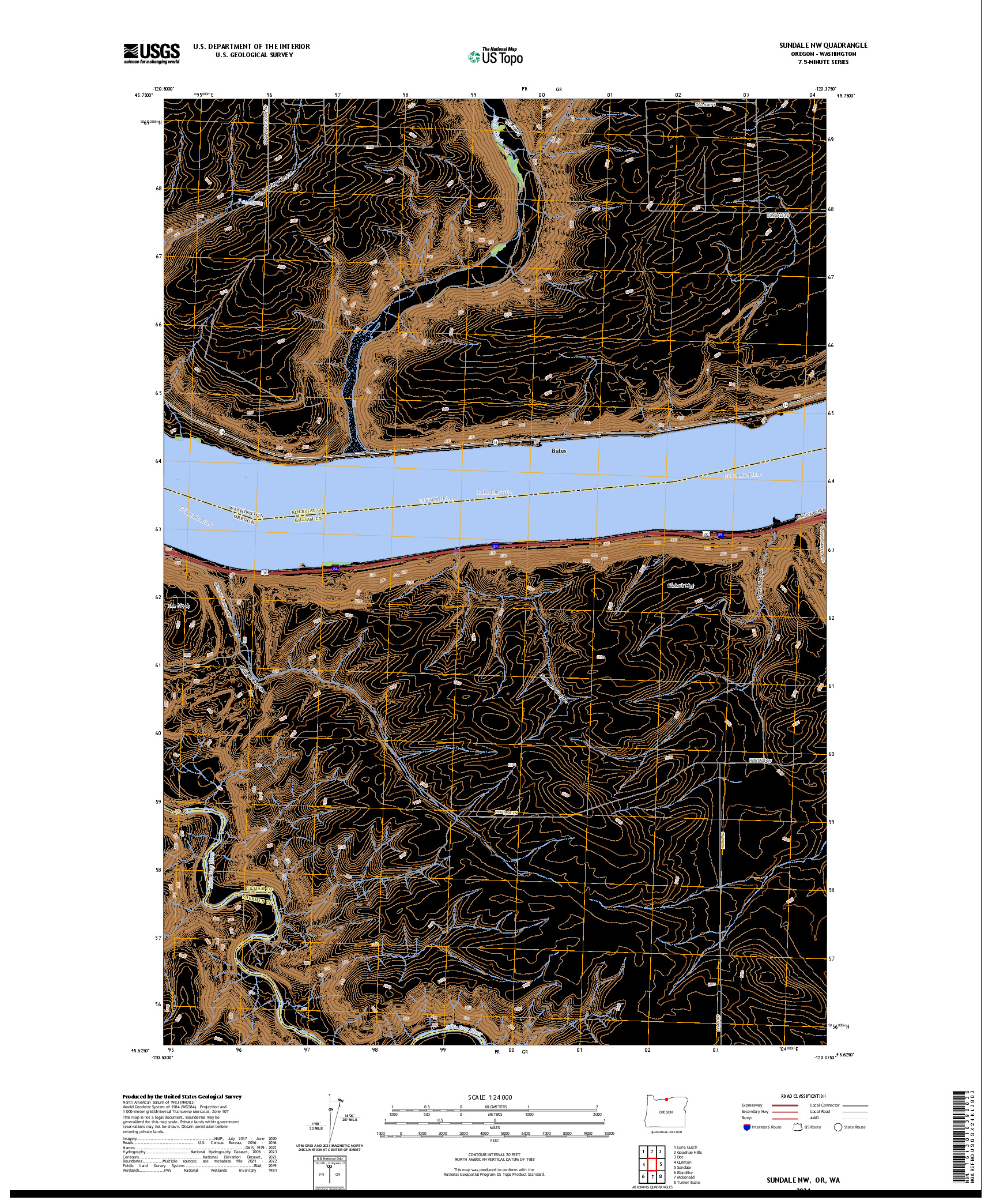 US TOPO 7.5-MINUTE MAP FOR SUNDALE NW, OR,WA
