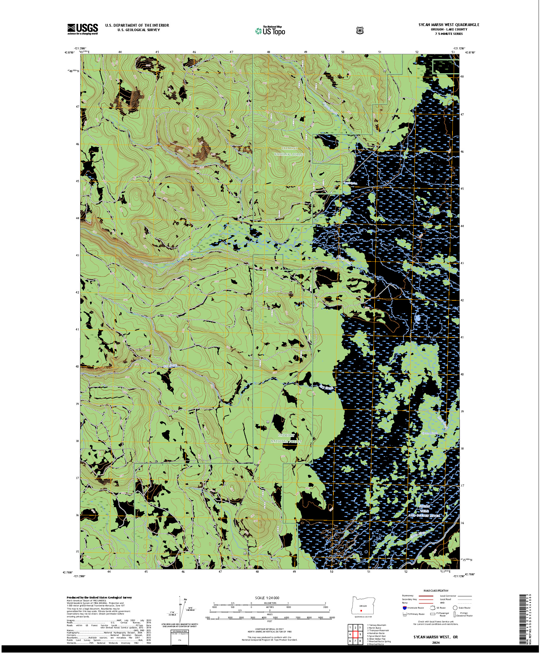 US TOPO 7.5-MINUTE MAP FOR SYCAN MARSH WEST, OR