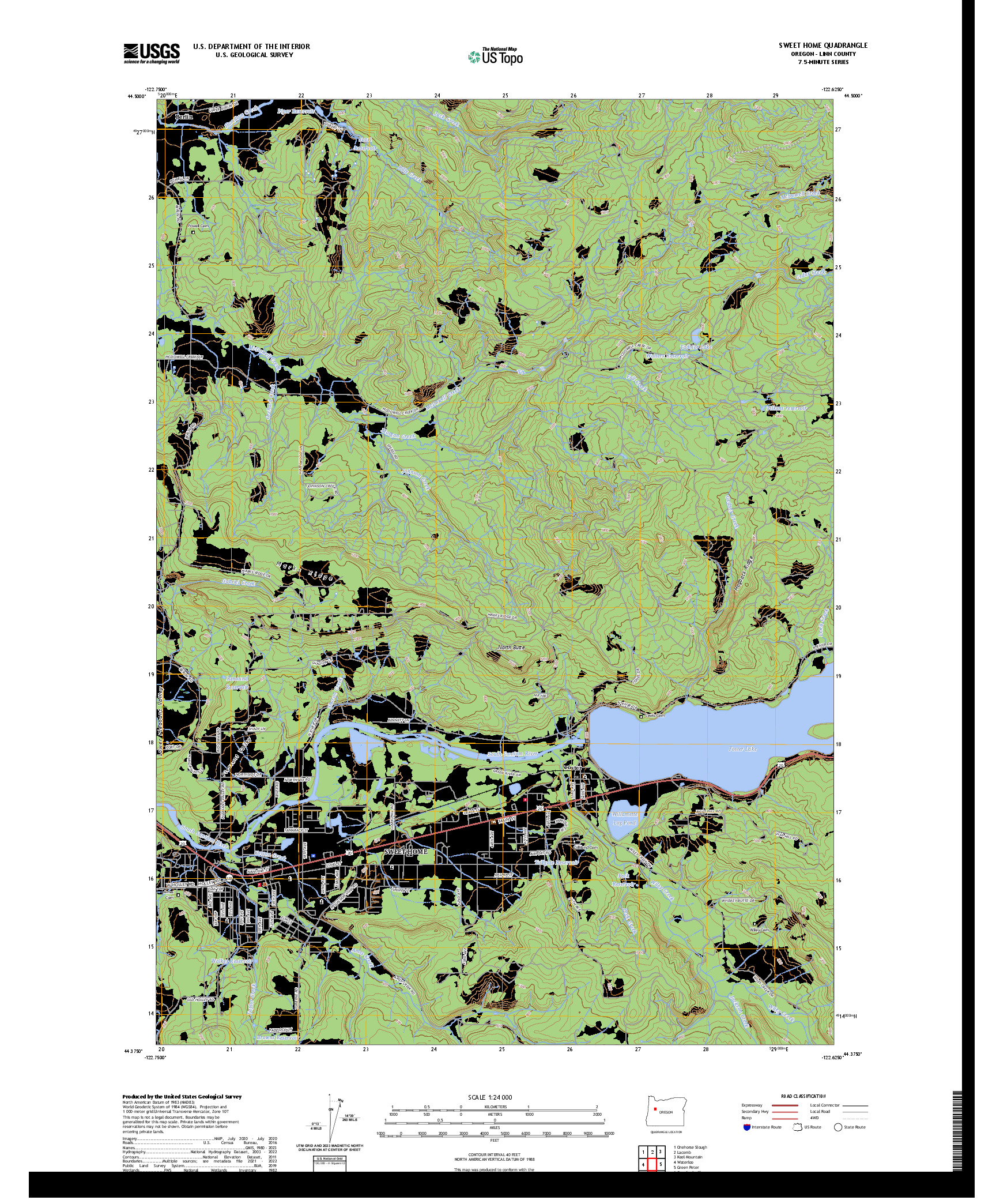 US TOPO 7.5-MINUTE MAP FOR SWEET HOME, OR