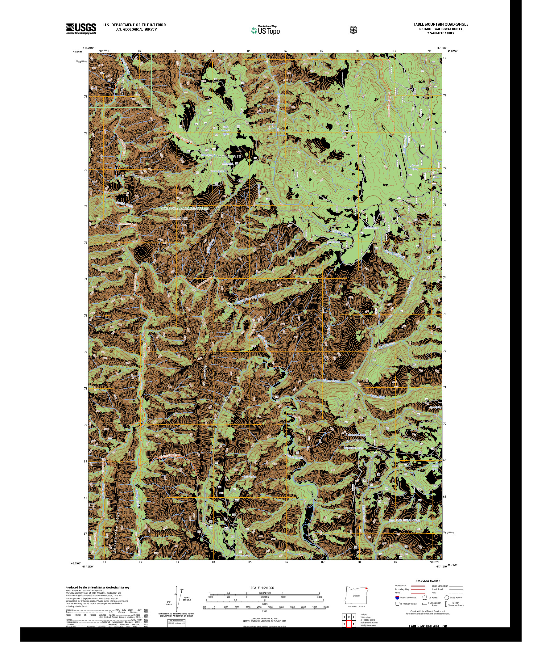 US TOPO 7.5-MINUTE MAP FOR TABLE MOUNTAIN, OR