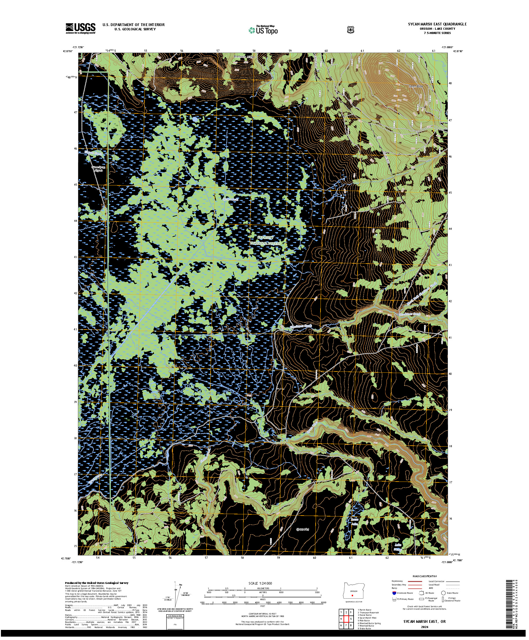 US TOPO 7.5-MINUTE MAP FOR SYCAN MARSH EAST, OR