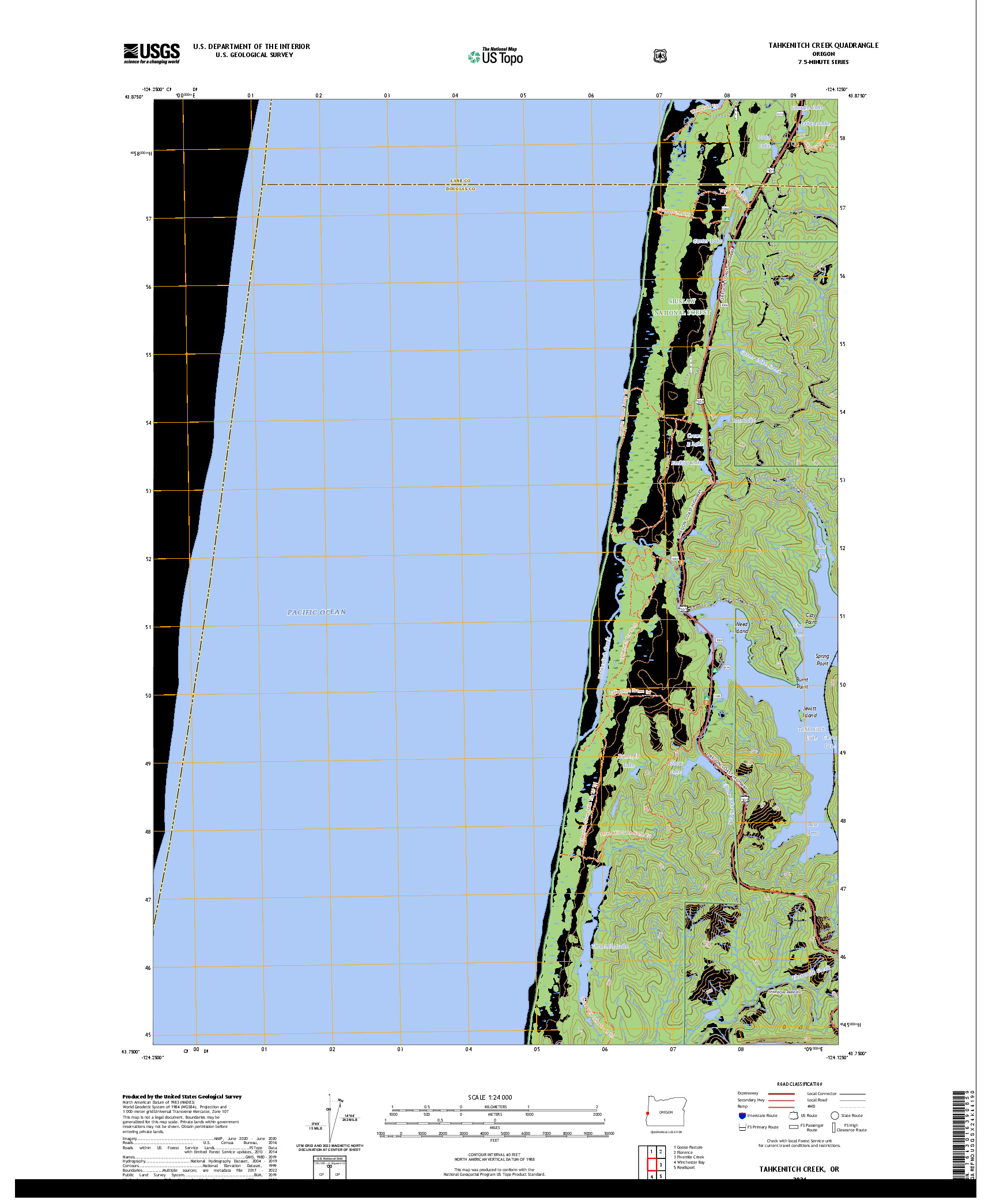 US TOPO 7.5-MINUTE MAP FOR TAHKENITCH CREEK, OR