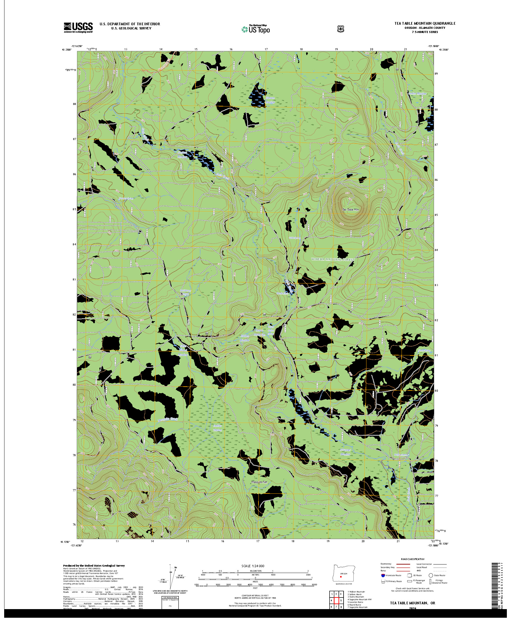 US TOPO 7.5-MINUTE MAP FOR TEA TABLE MOUNTAIN, OR