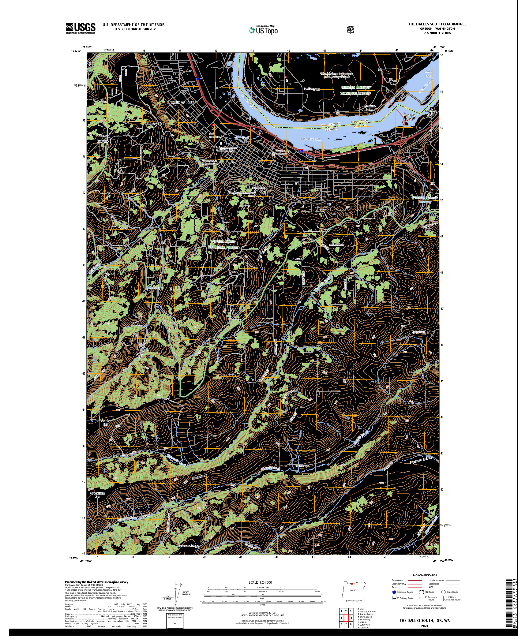 US TOPO 7.5-MINUTE MAP FOR THE DALLES SOUTH, OR,WA