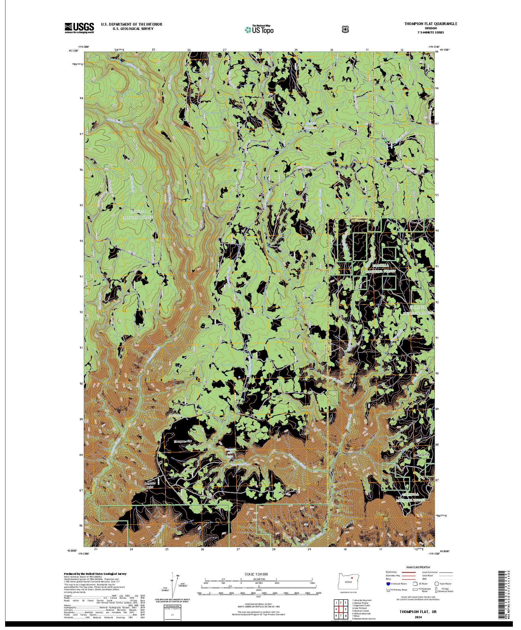 US TOPO 7.5-MINUTE MAP FOR THOMPSON FLAT, OR