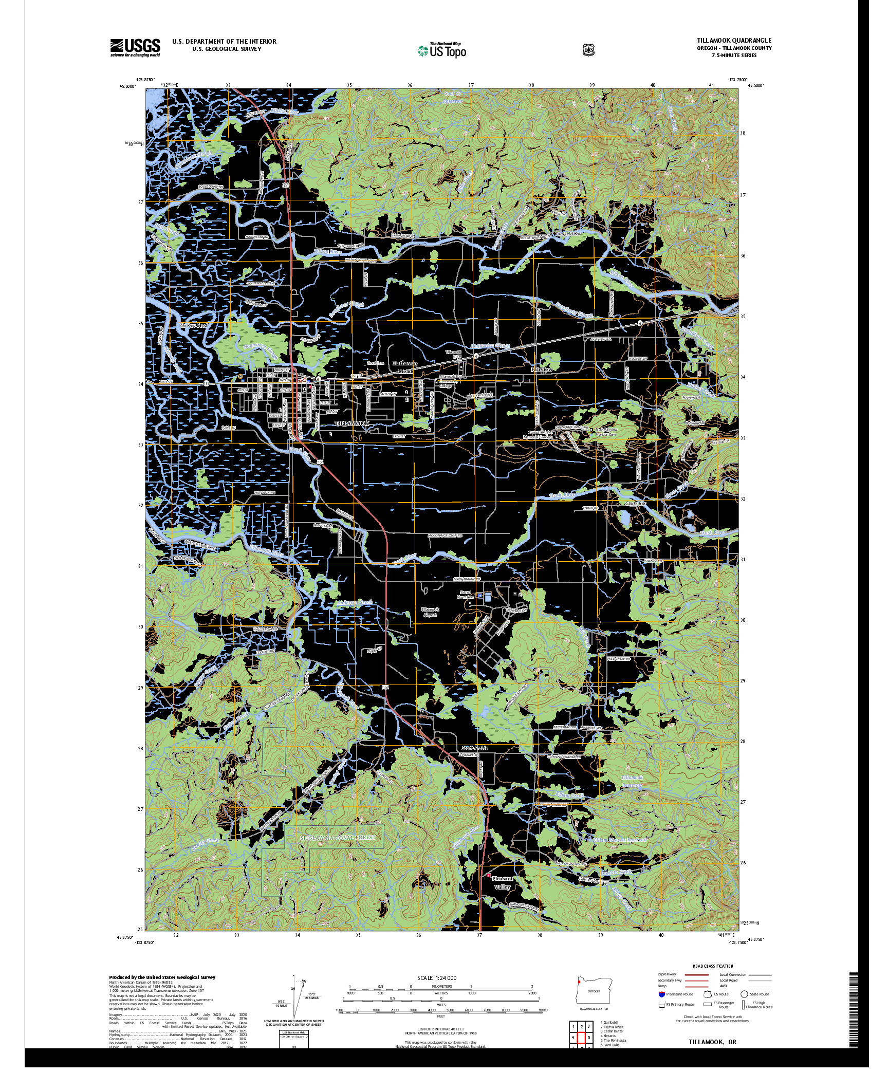 US TOPO 7.5-MINUTE MAP FOR TILLAMOOK, OR