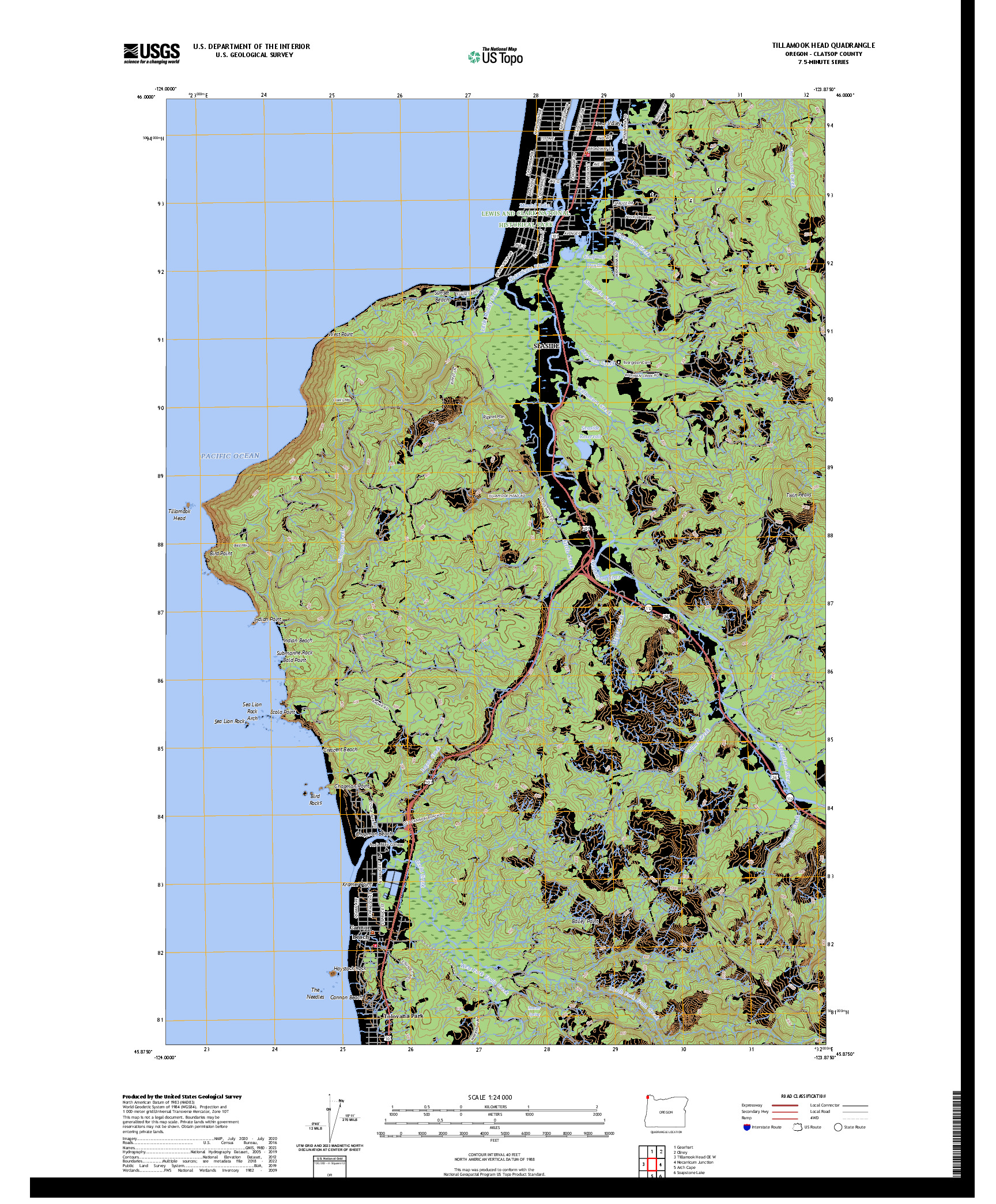 US TOPO 7.5-MINUTE MAP FOR TILLAMOOK HEAD, OR