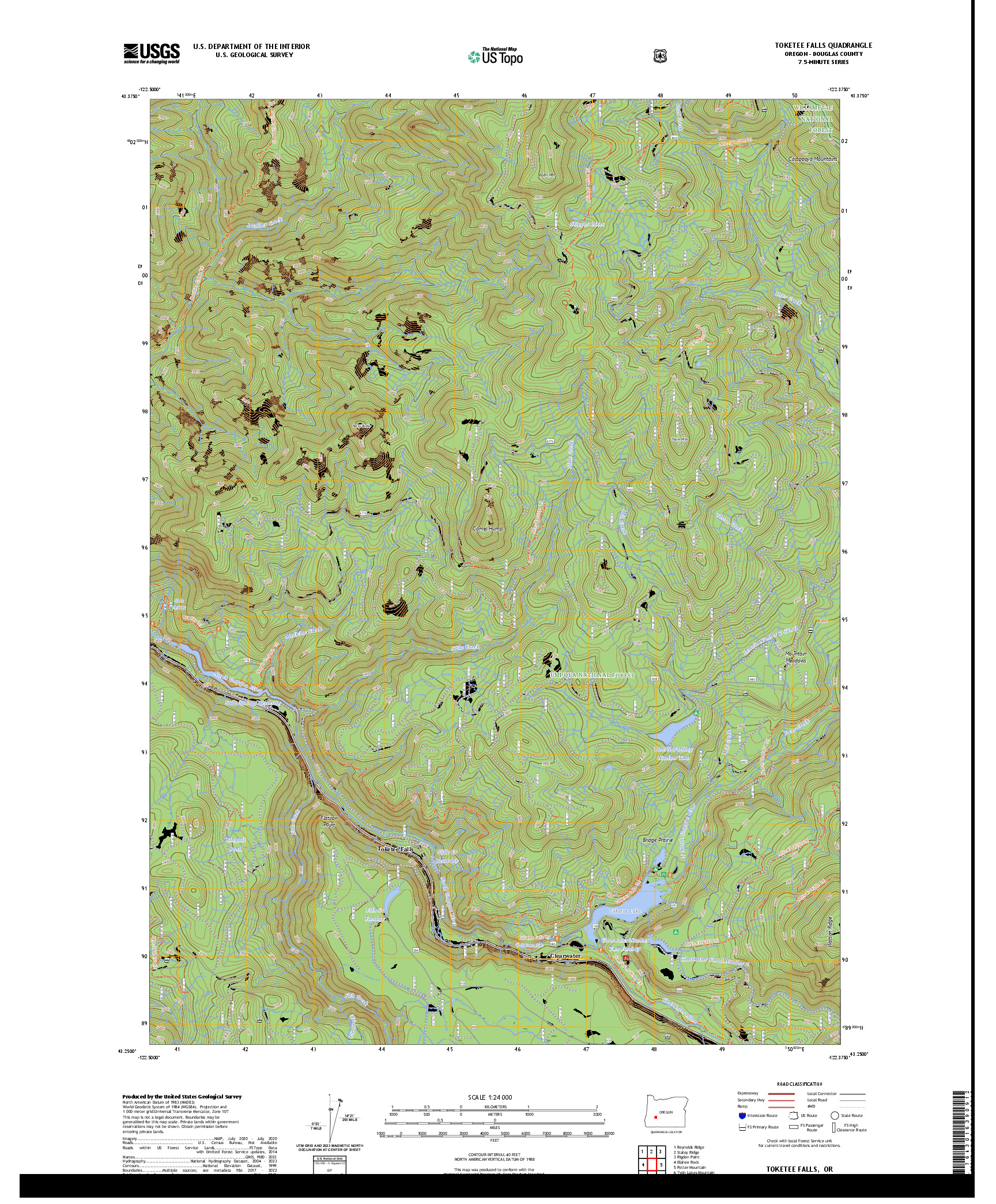 US TOPO 7.5-MINUTE MAP FOR TOKETEE FALLS, OR