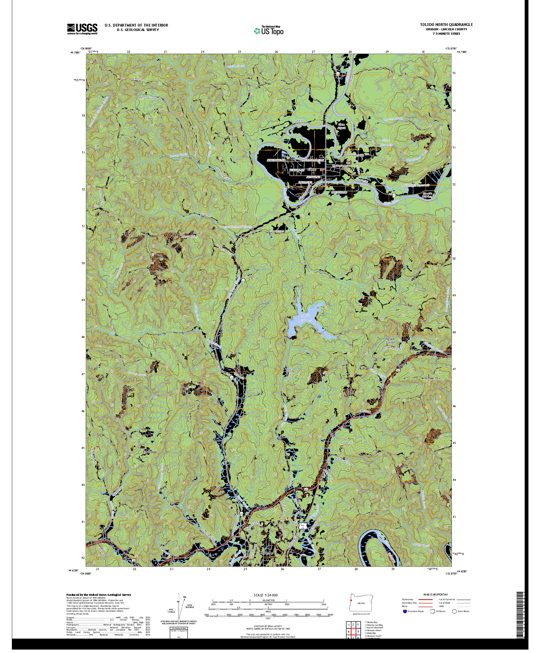 US TOPO 7.5-MINUTE MAP FOR TOLEDO NORTH, OR