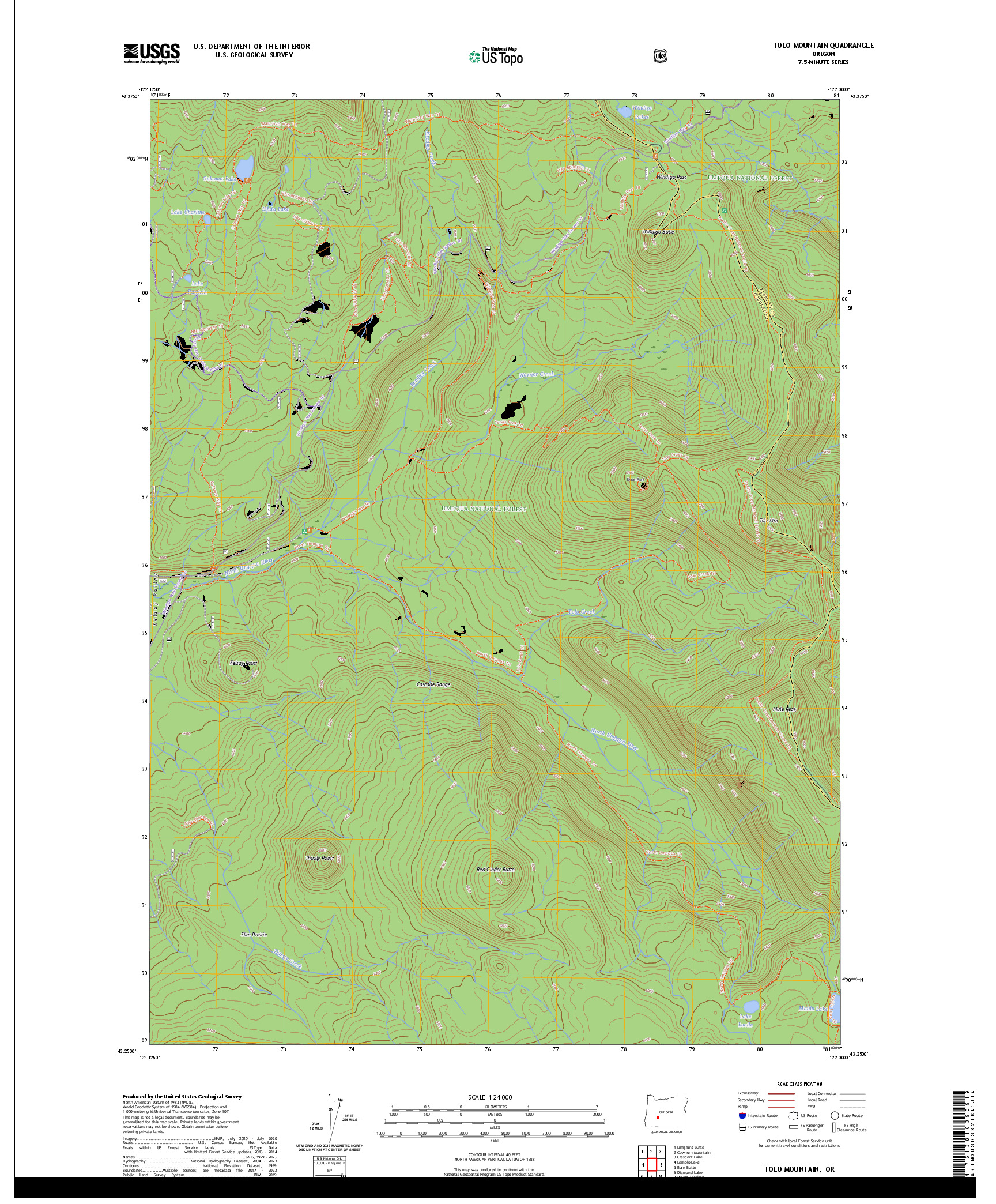 US TOPO 7.5-MINUTE MAP FOR TOLO MOUNTAIN, OR