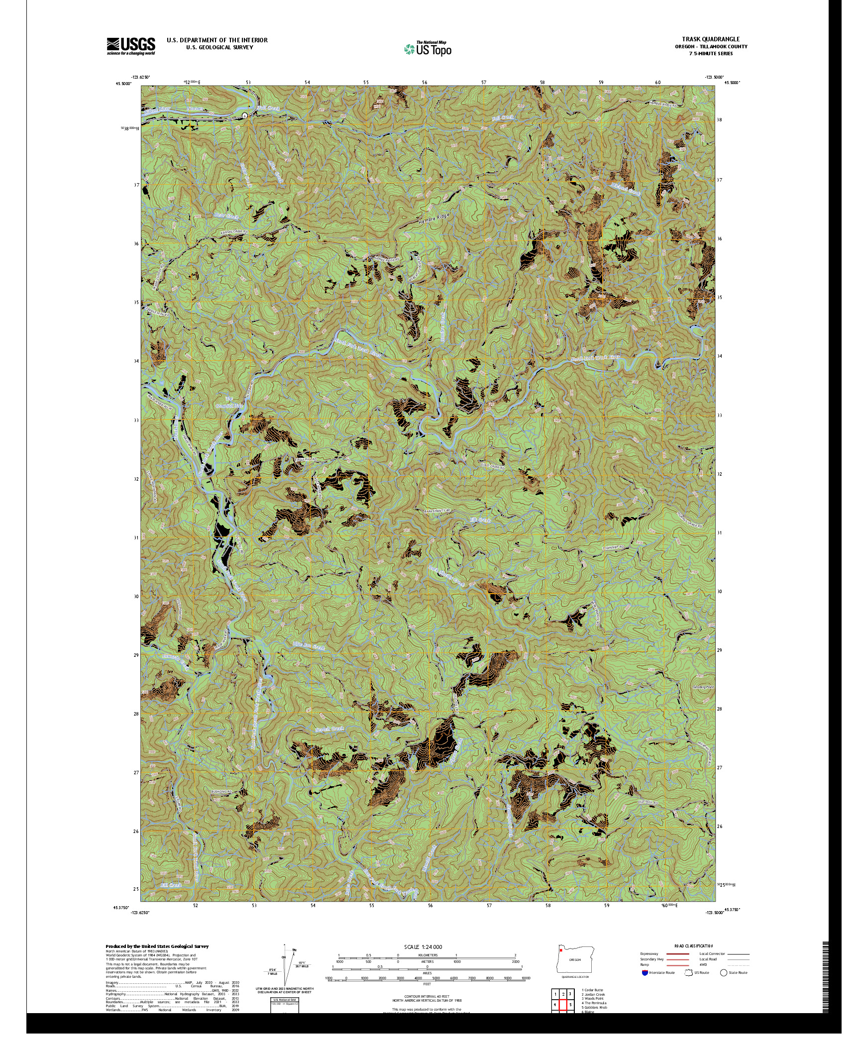 US TOPO 7.5-MINUTE MAP FOR TRASK, OR