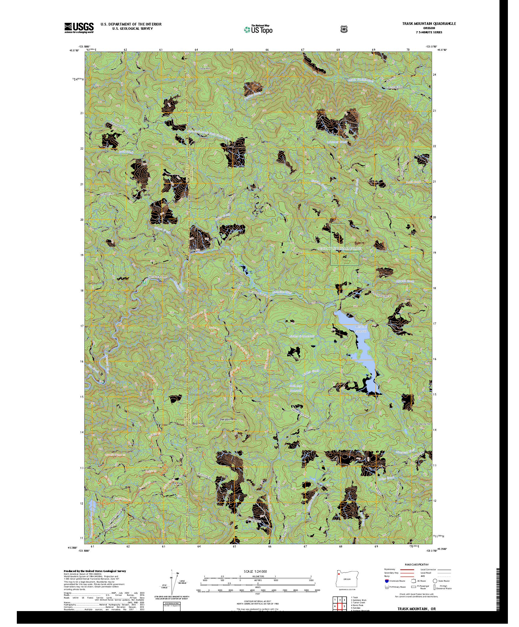 US TOPO 7.5-MINUTE MAP FOR TRASK MOUNTAIN, OR