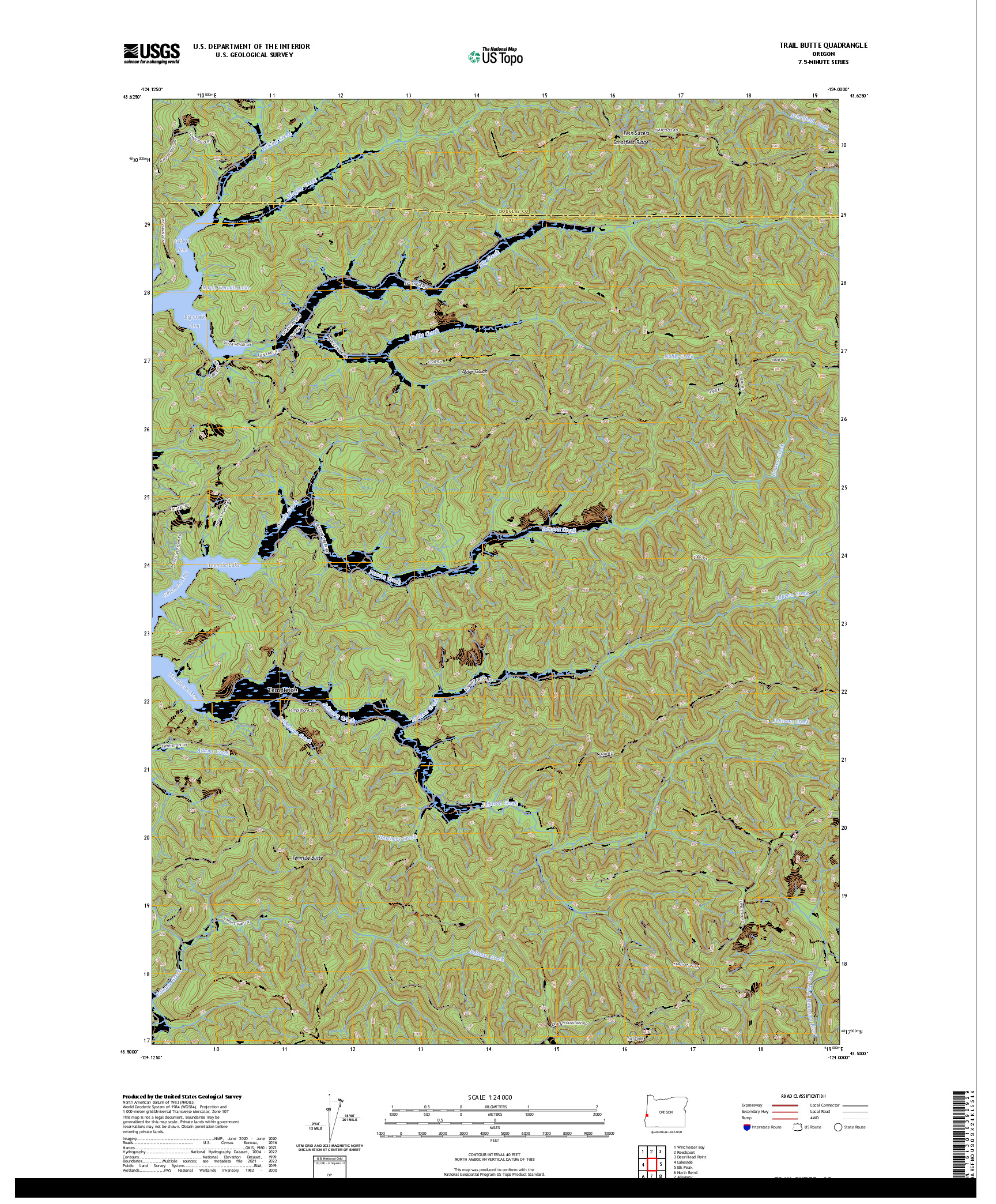 US TOPO 7.5-MINUTE MAP FOR TRAIL BUTTE, OR