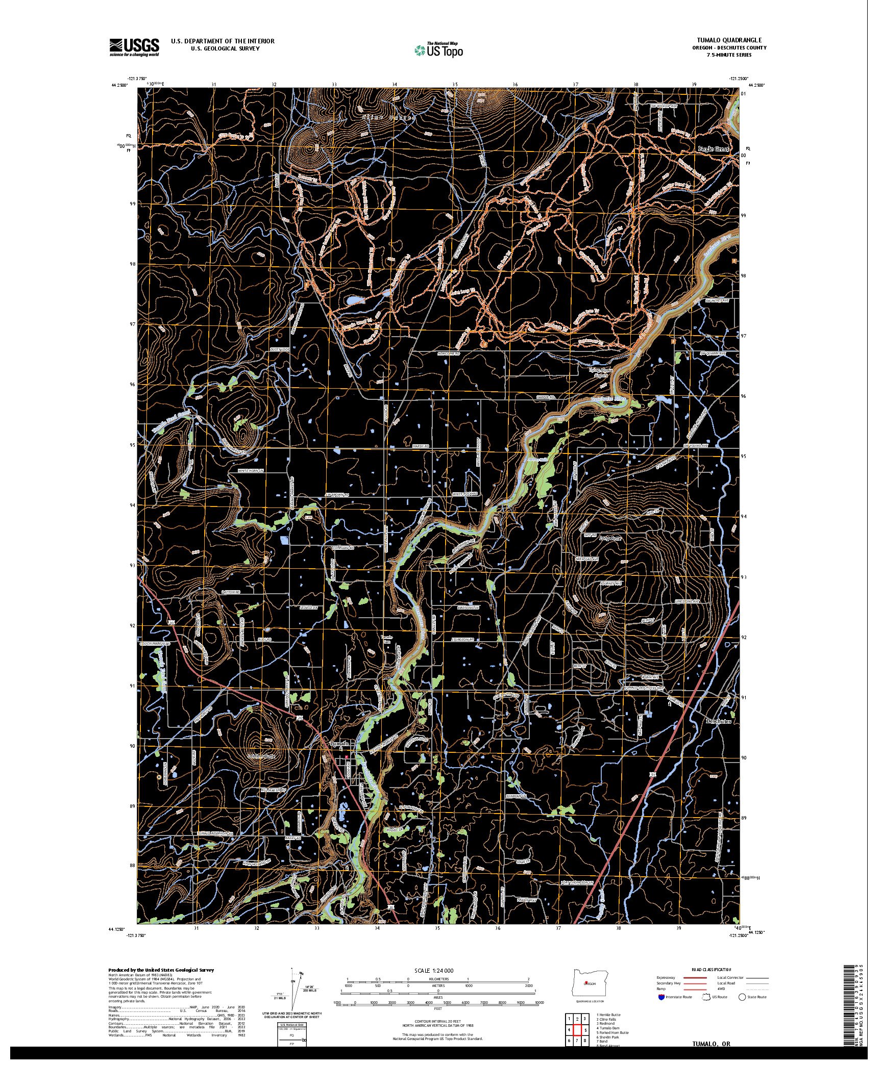 US TOPO 7.5-MINUTE MAP FOR TUMALO, OR