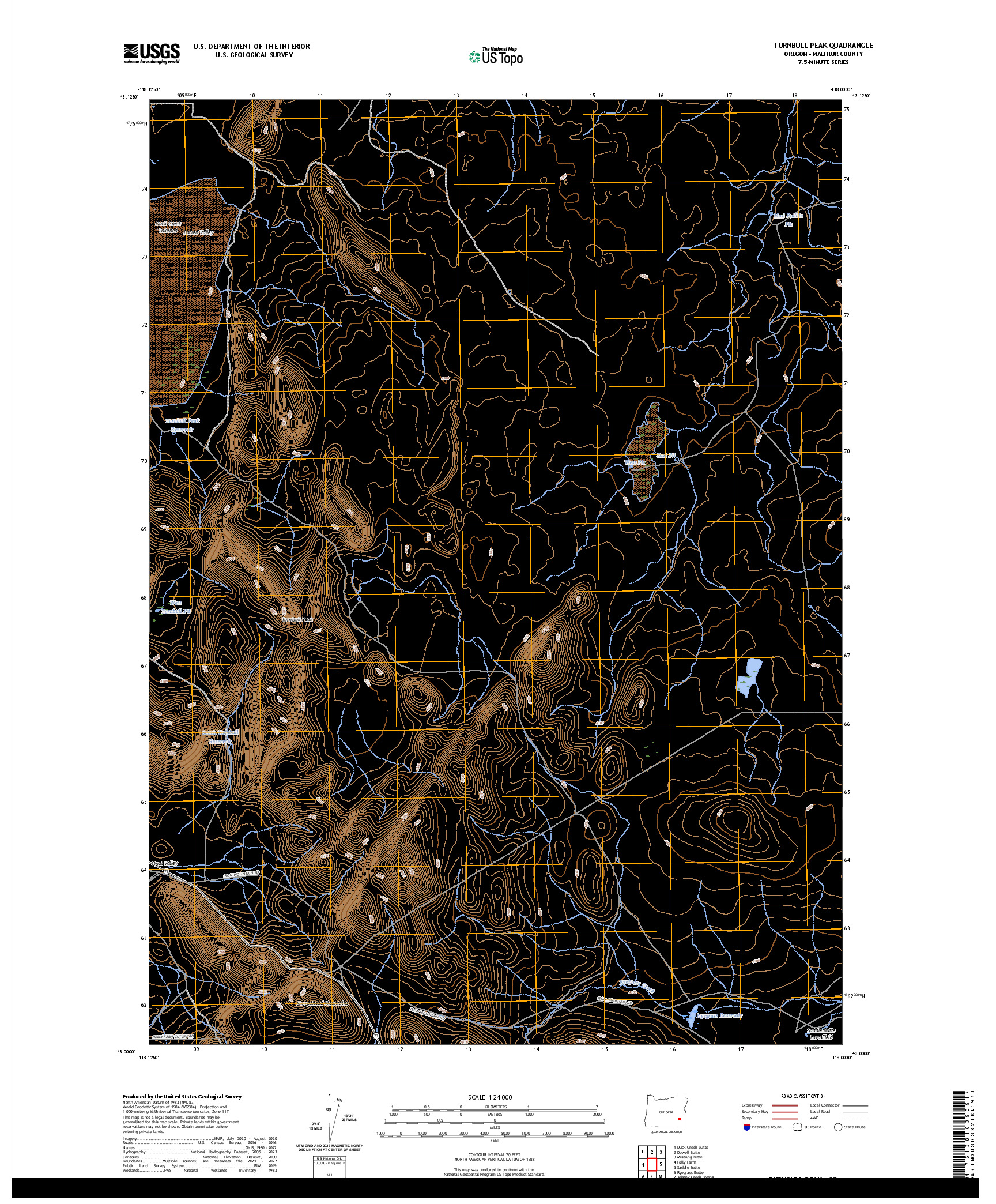 US TOPO 7.5-MINUTE MAP FOR TURNBULL PEAK, OR