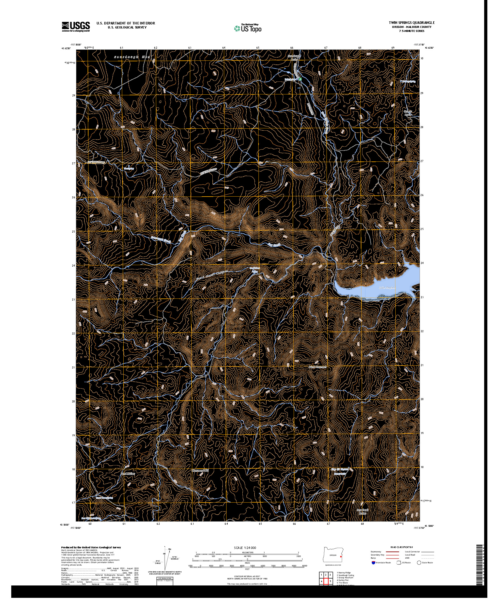 US TOPO 7.5-MINUTE MAP FOR TWIN SPRINGS, OR