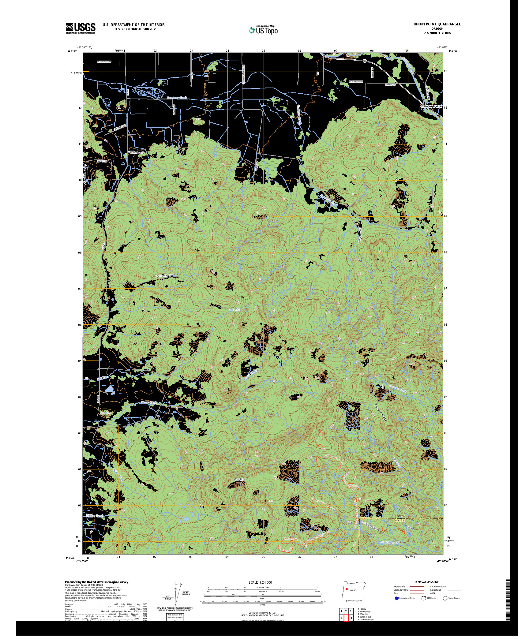 US TOPO 7.5-MINUTE MAP FOR UNION POINT, OR