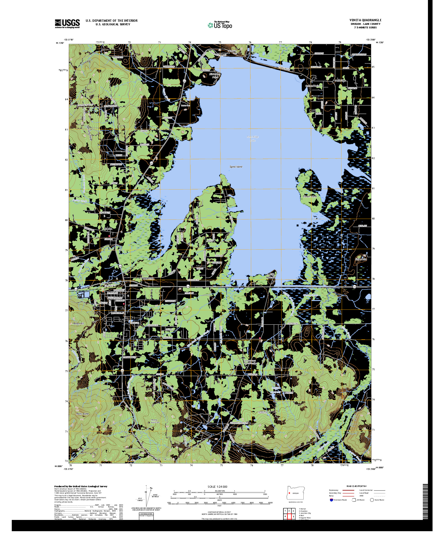 US TOPO 7.5-MINUTE MAP FOR VENETA, OR