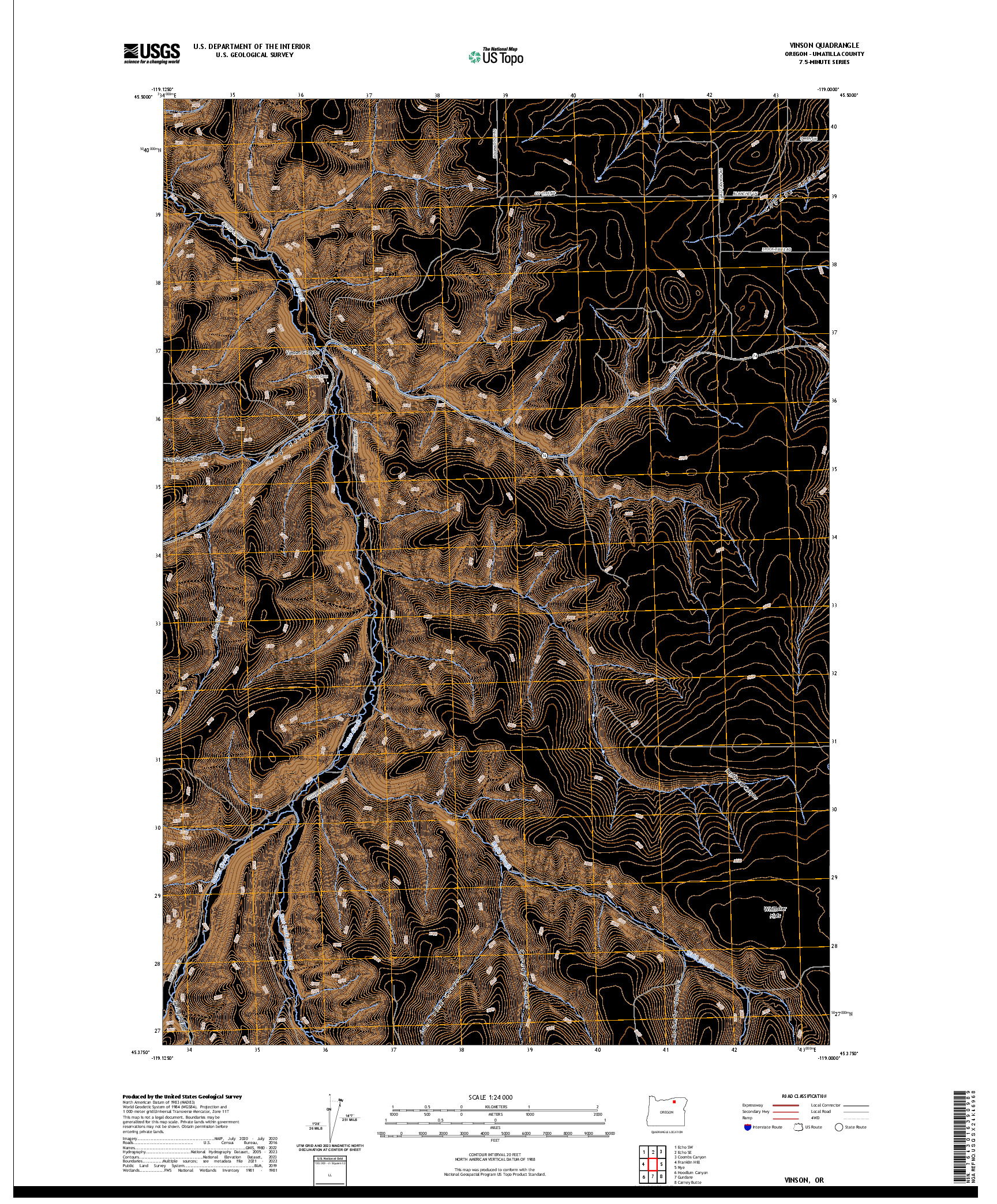 US TOPO 7.5-MINUTE MAP FOR VINSON, OR