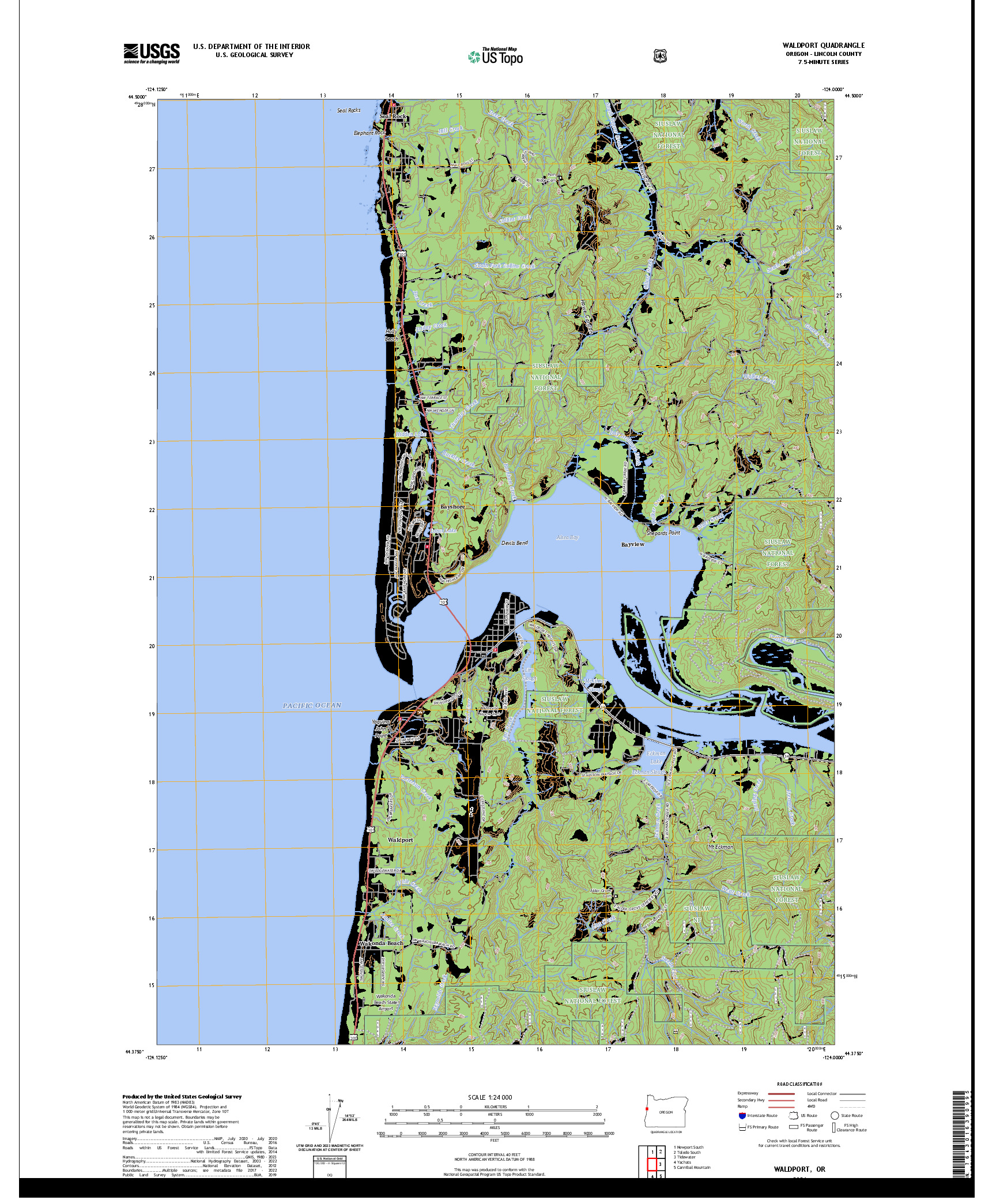 US TOPO 7.5-MINUTE MAP FOR WALDPORT, OR
