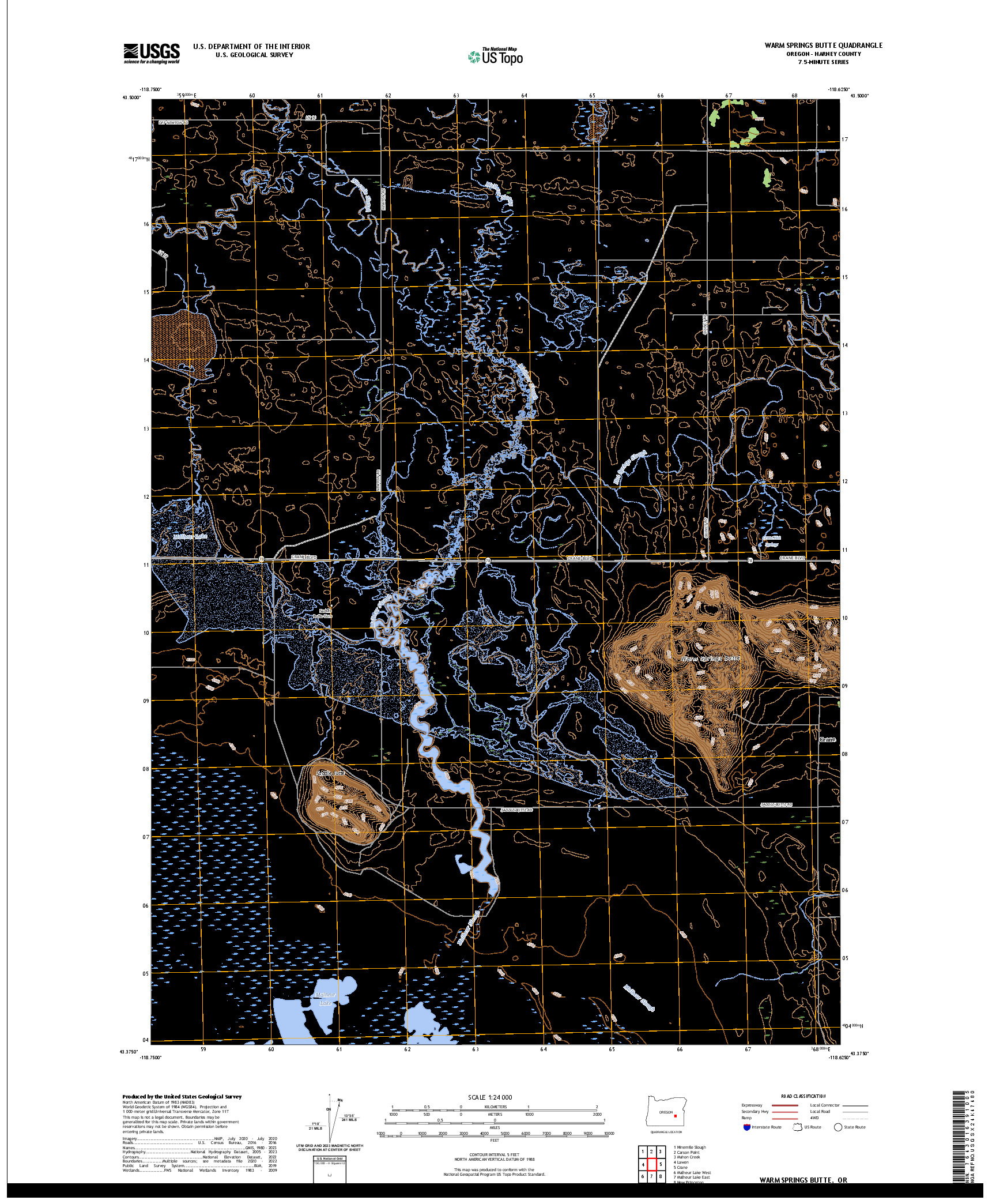US TOPO 7.5-MINUTE MAP FOR WARM SPRINGS BUTTE, OR
