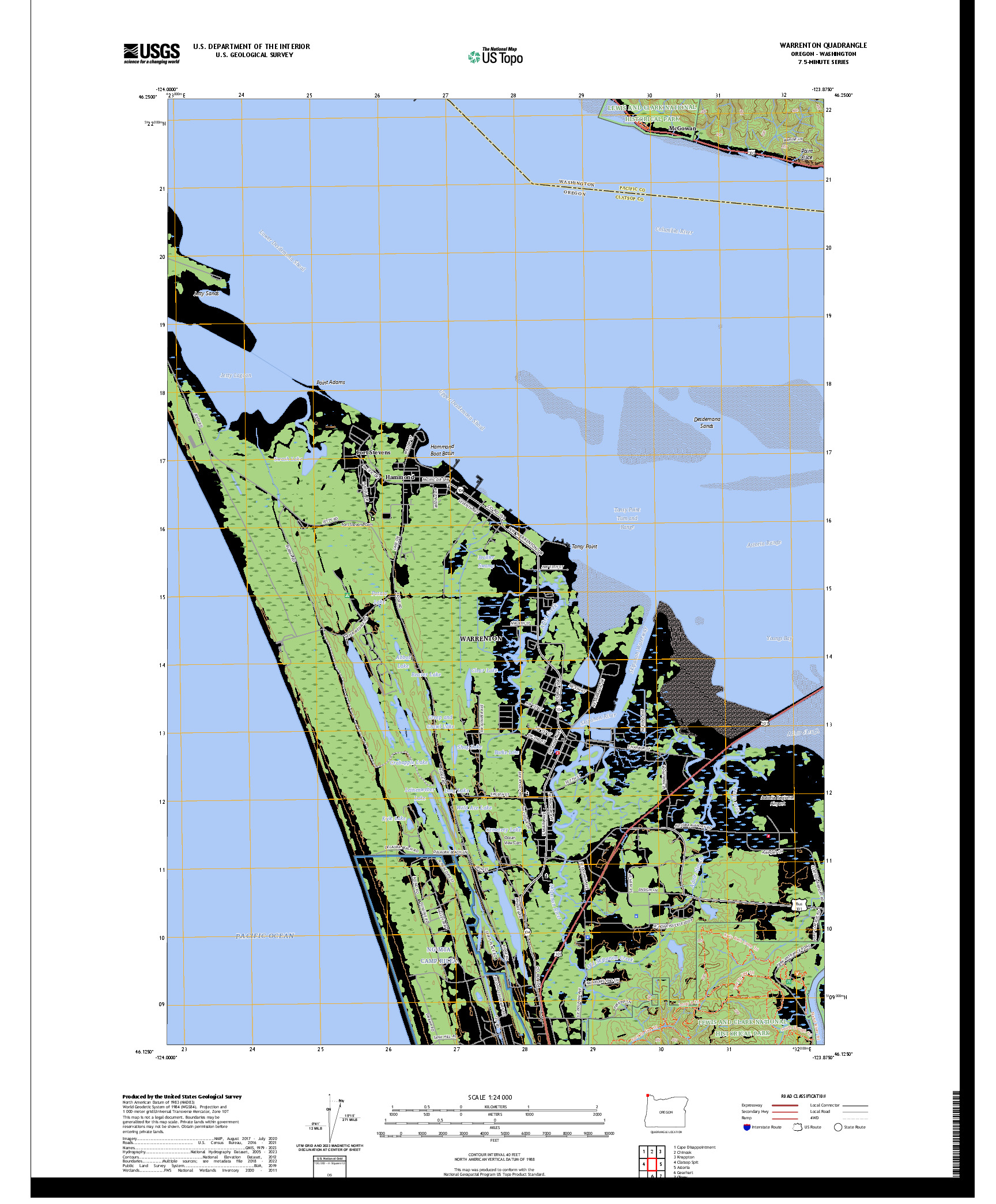 US TOPO 7.5-MINUTE MAP FOR WARRENTON, OR,WA