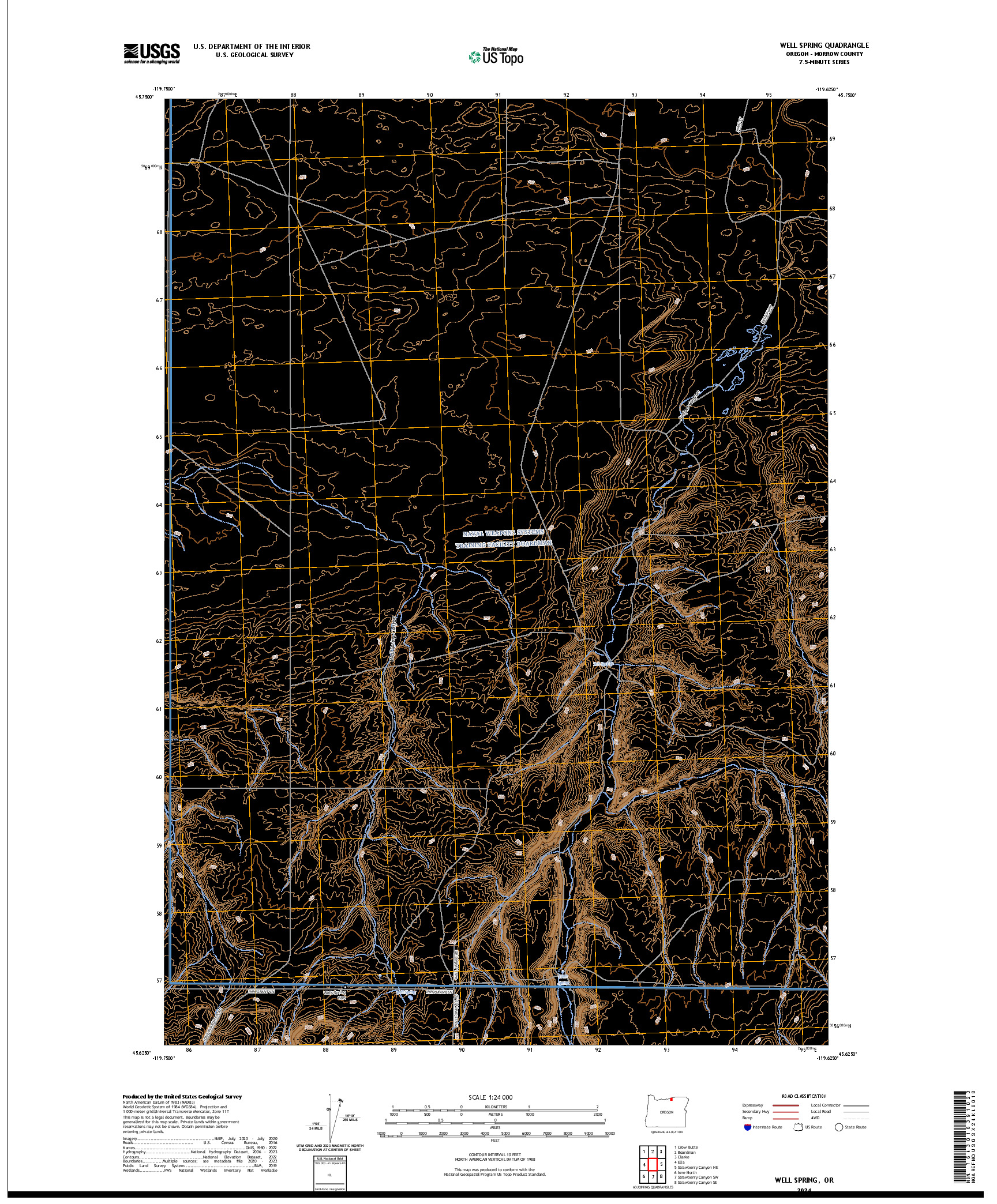 US TOPO 7.5-MINUTE MAP FOR WELL SPRING, OR