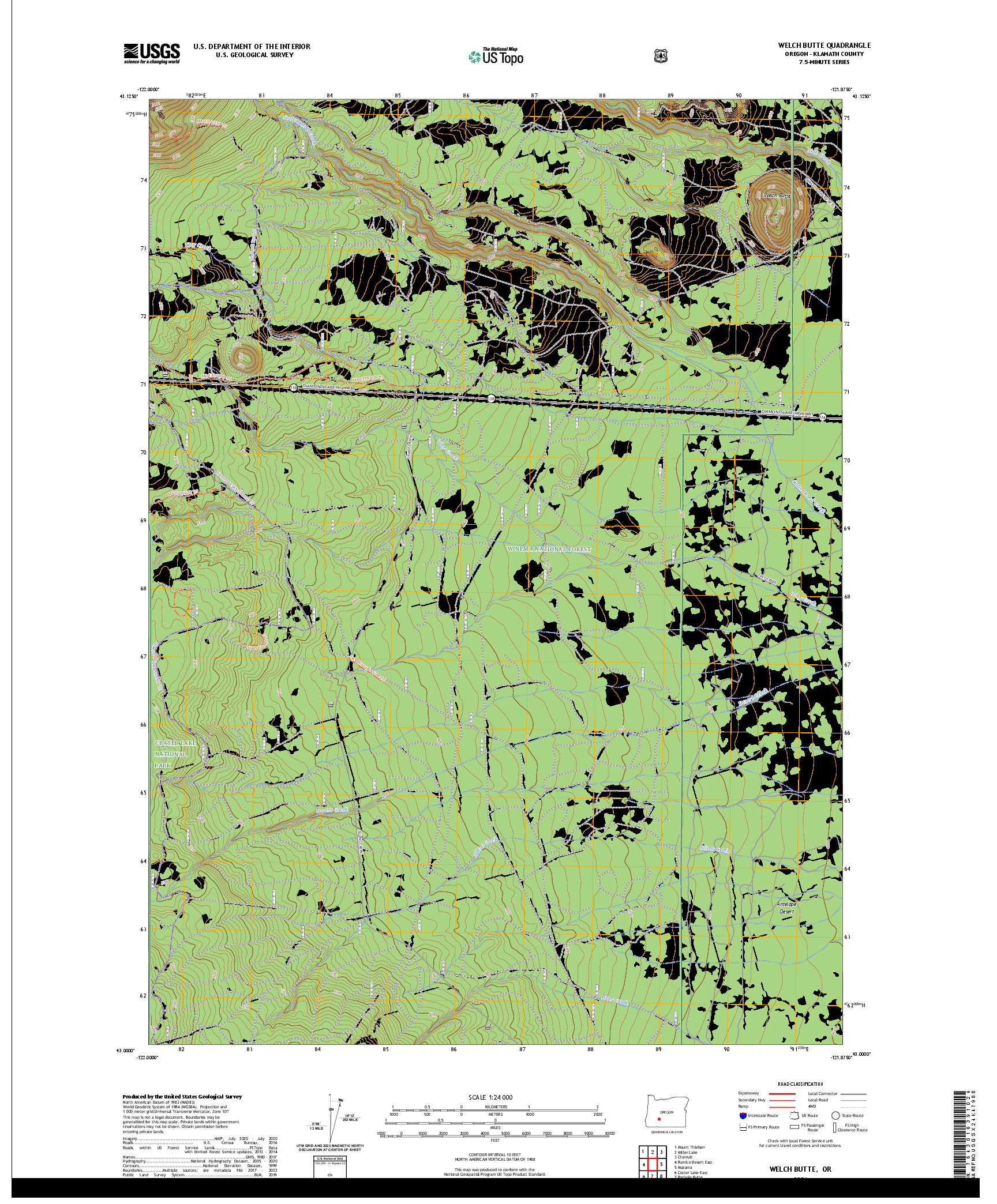 US TOPO 7.5-MINUTE MAP FOR WELCH BUTTE, OR