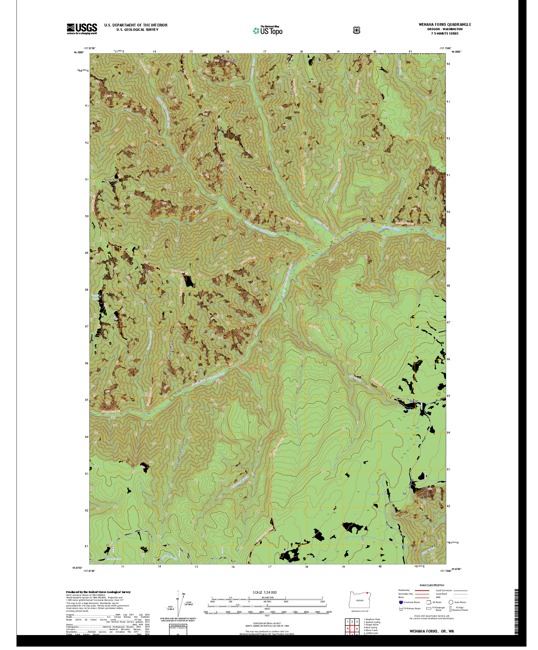 US TOPO 7.5-MINUTE MAP FOR WENAHA FORKS, OR,WA
