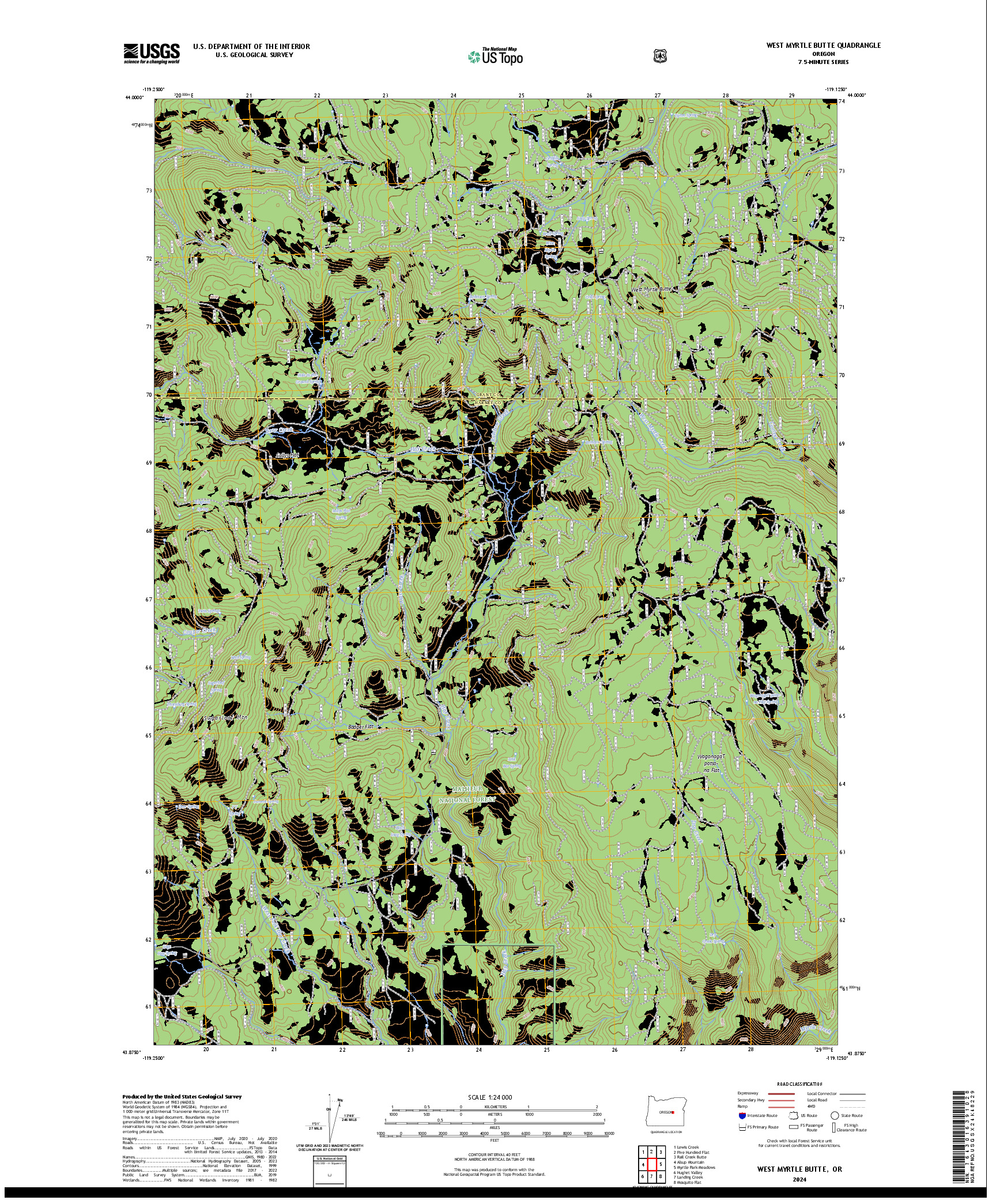US TOPO 7.5-MINUTE MAP FOR WEST MYRTLE BUTTE, OR