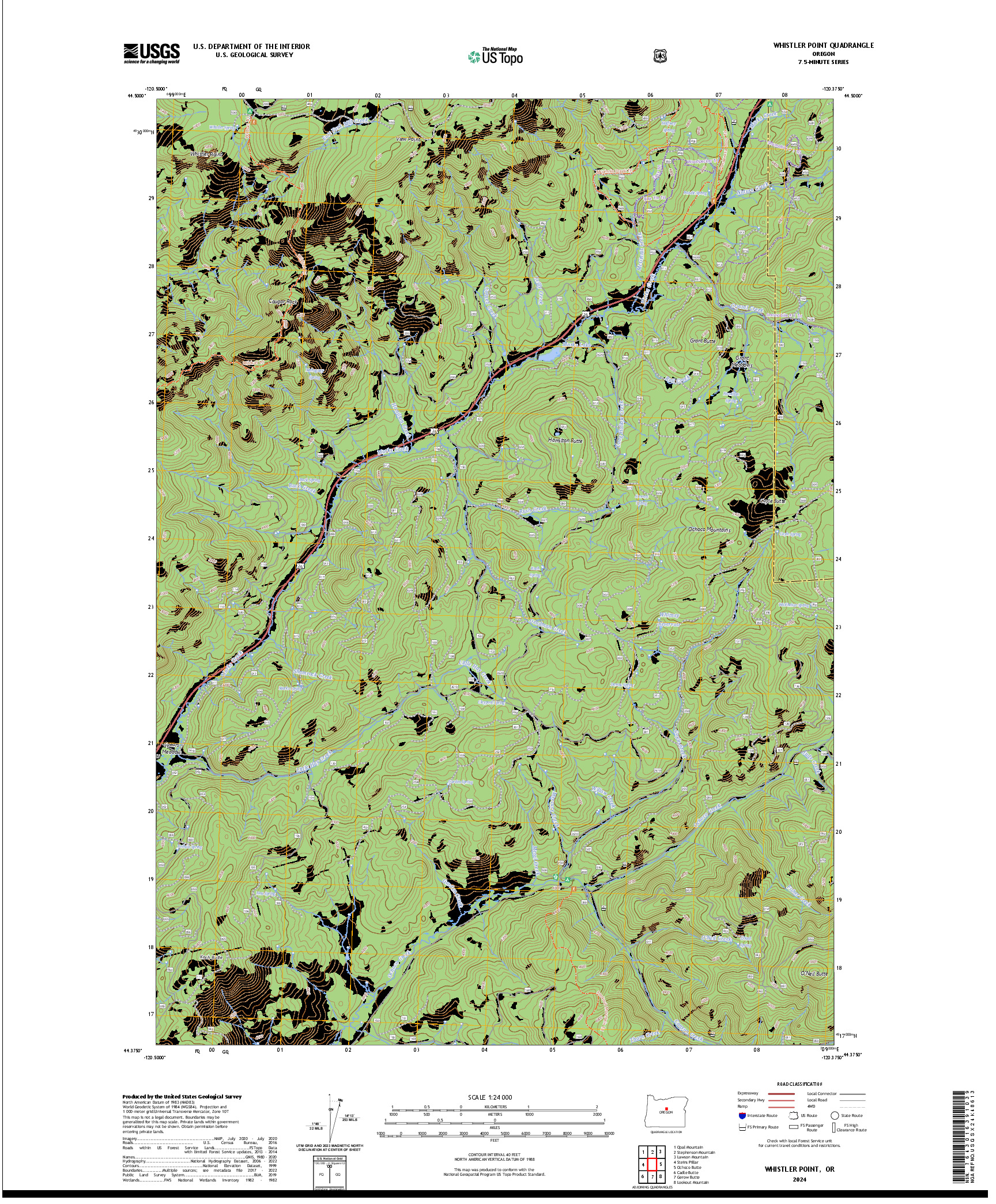 US TOPO 7.5-MINUTE MAP FOR WHISTLER POINT, OR