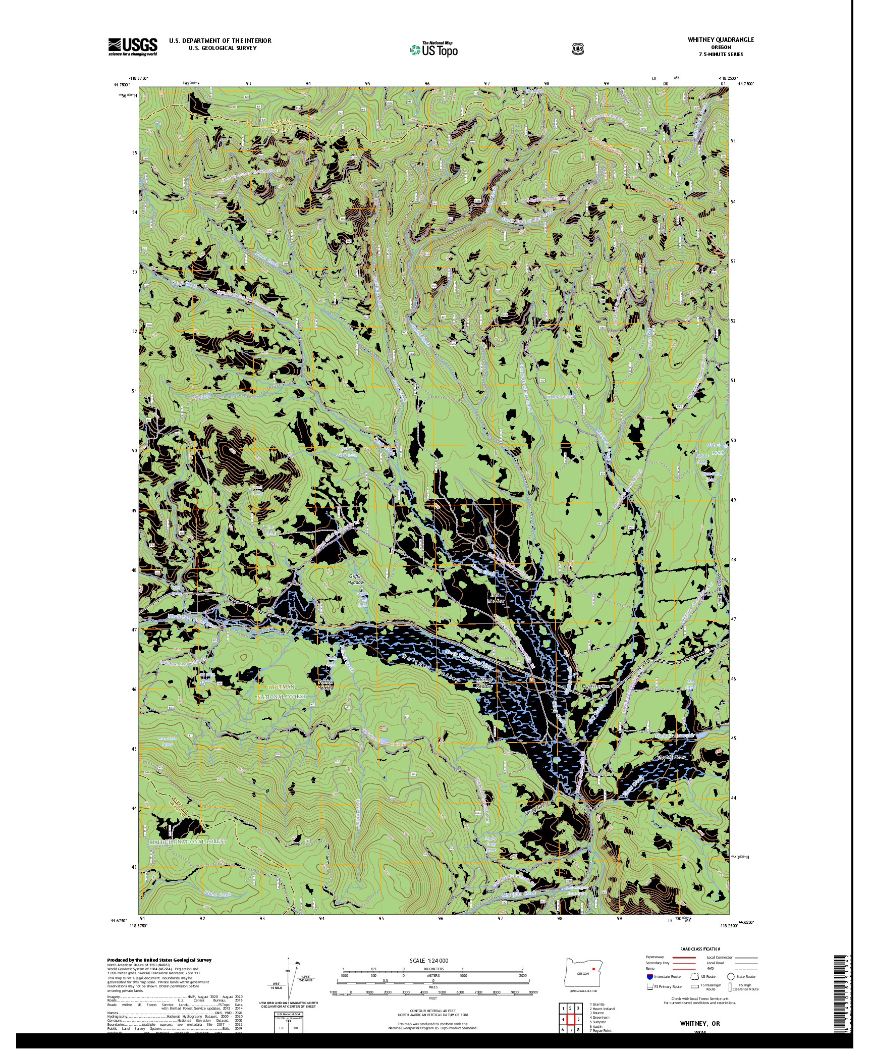 US TOPO 7.5-MINUTE MAP FOR WHITNEY, OR