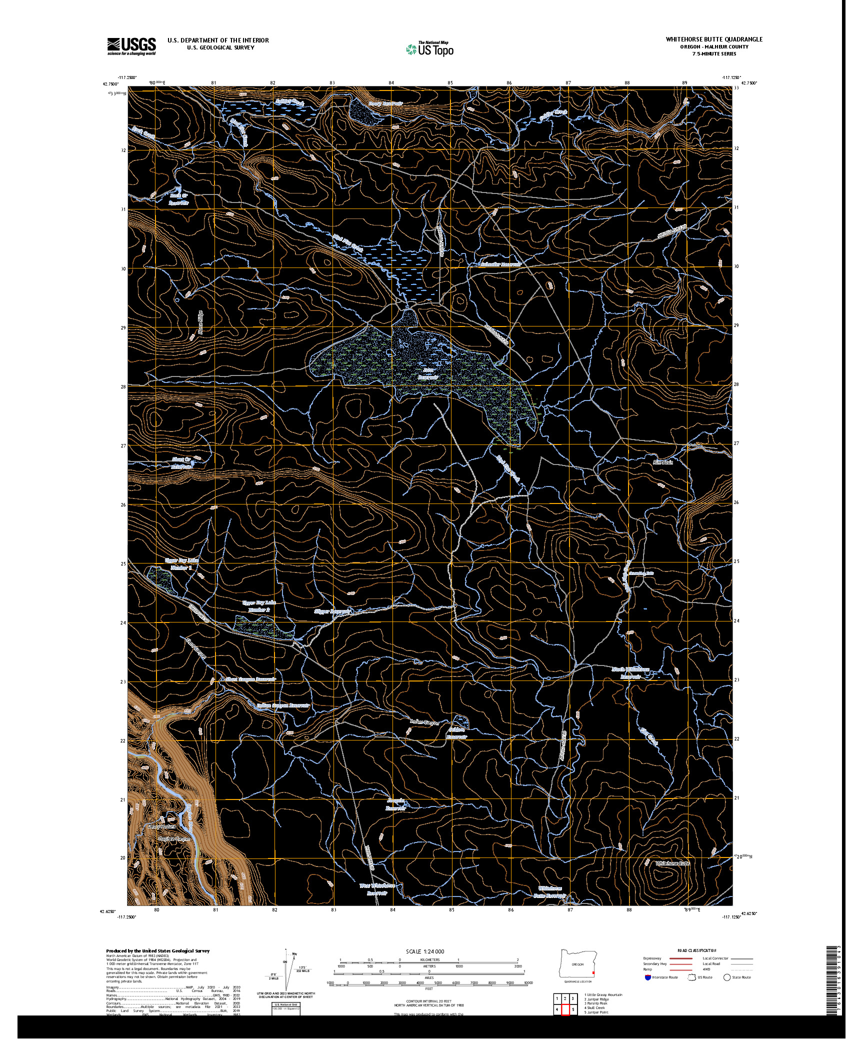 US TOPO 7.5-MINUTE MAP FOR WHITEHORSE BUTTE, OR