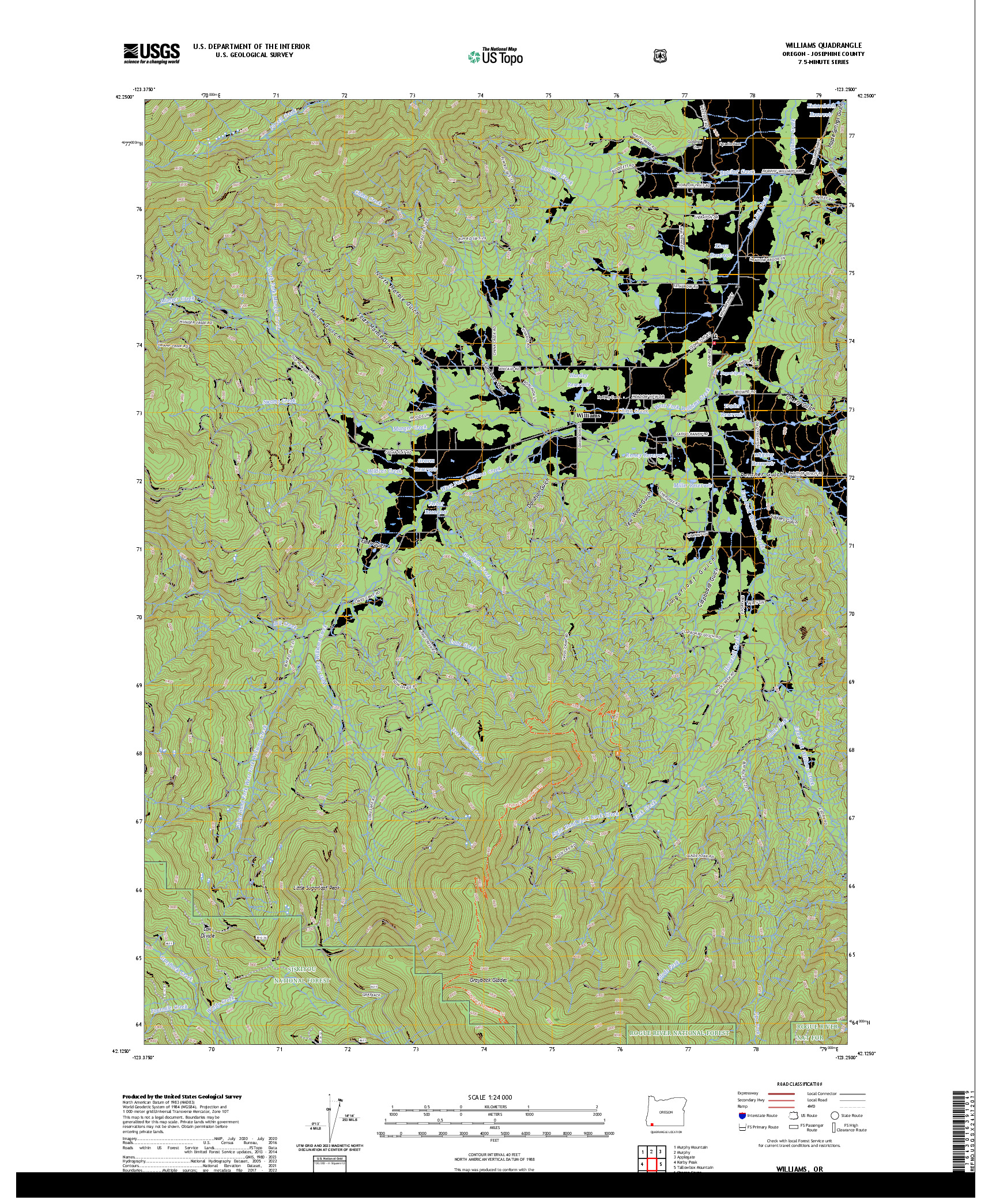 US TOPO 7.5-MINUTE MAP FOR WILLIAMS, OR