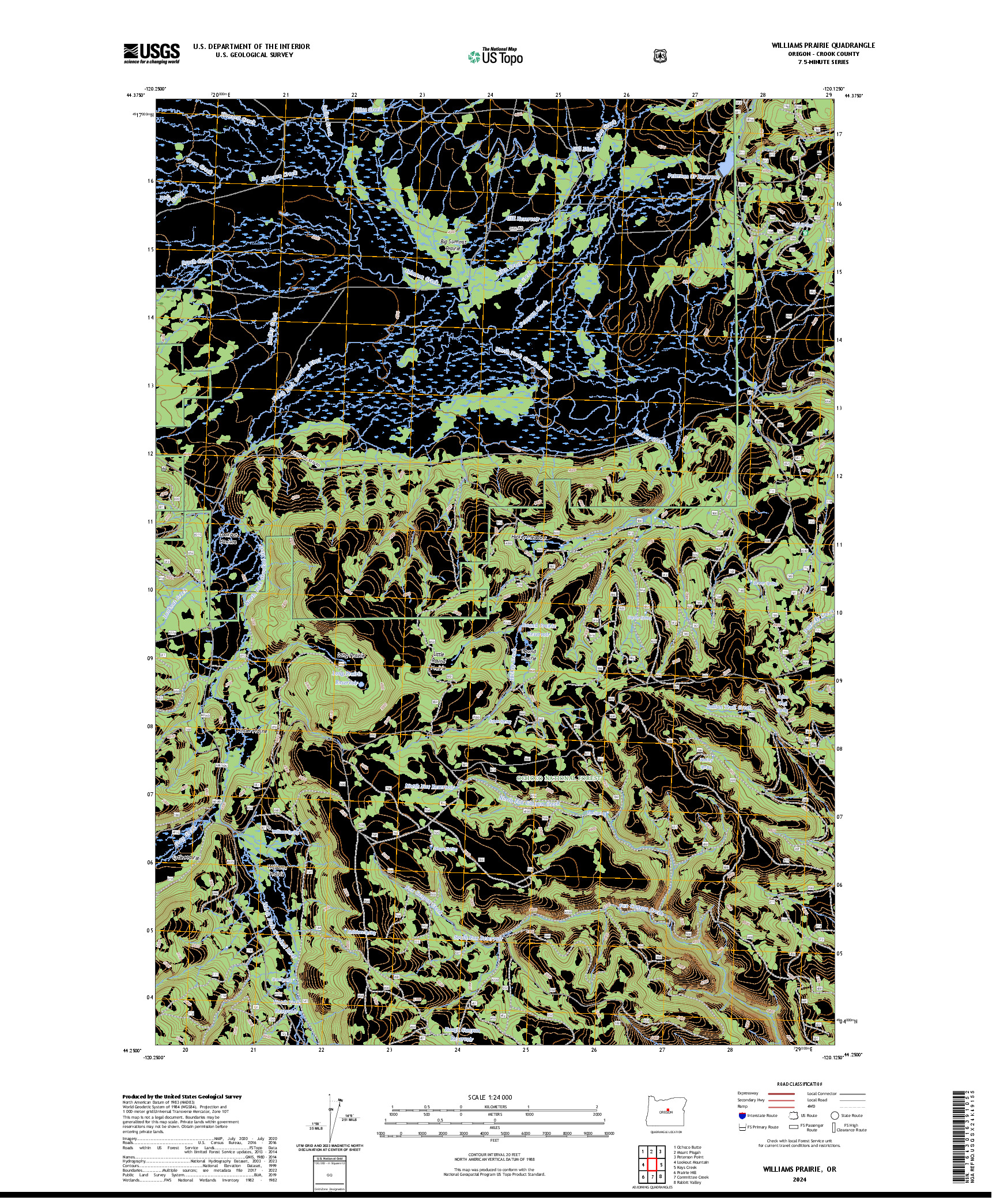 US TOPO 7.5-MINUTE MAP FOR WILLIAMS PRAIRIE, OR