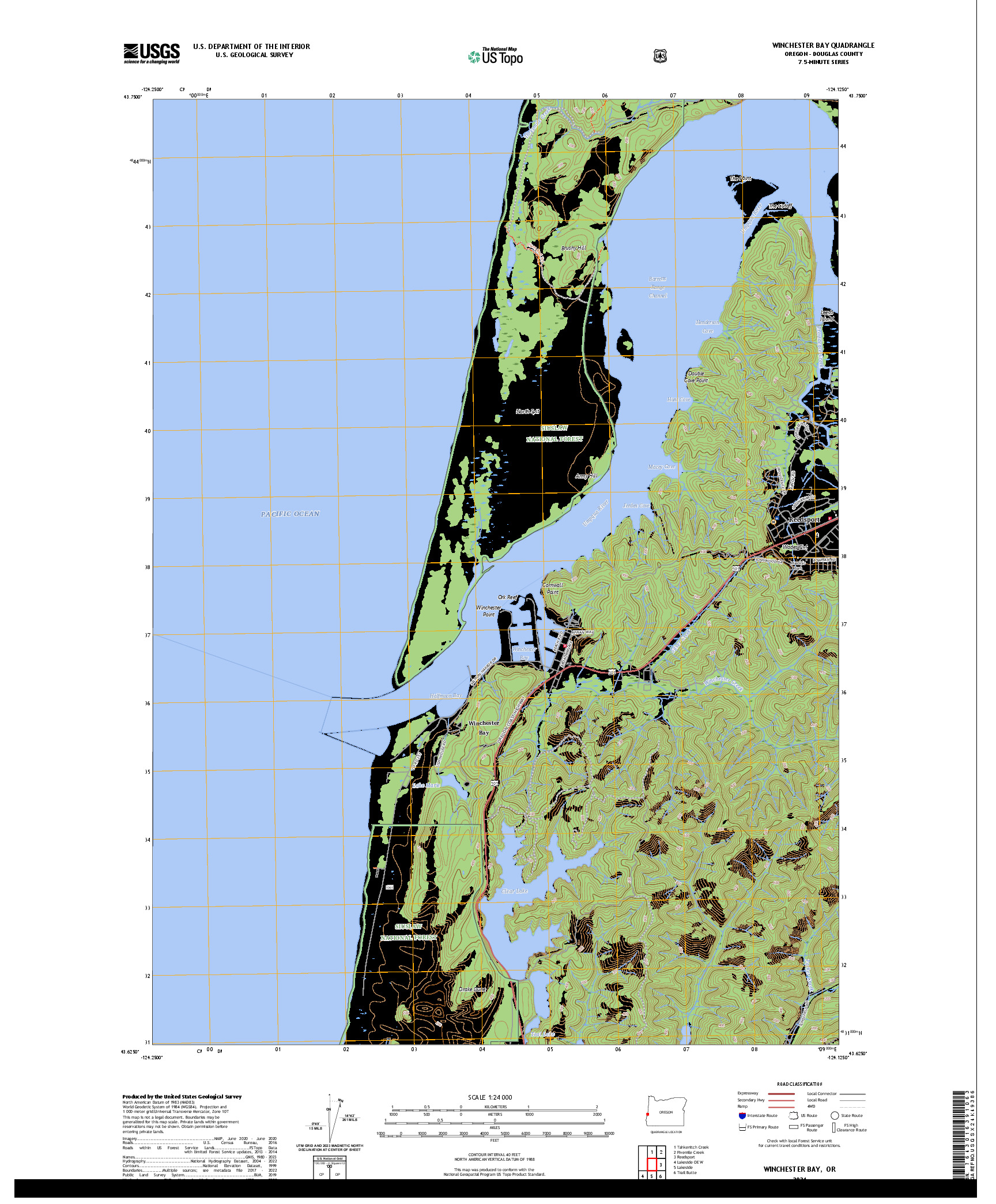 US TOPO 7.5-MINUTE MAP FOR WINCHESTER BAY, OR