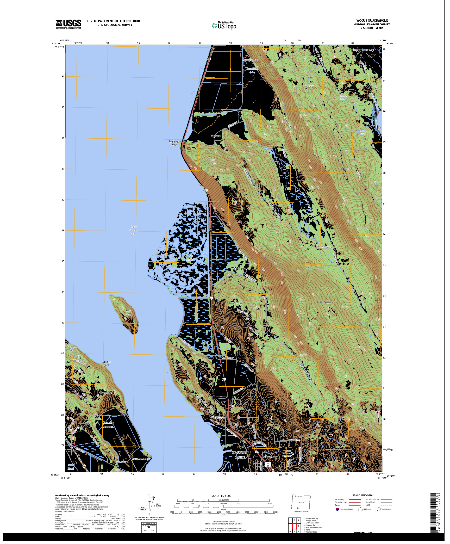 US TOPO 7.5-MINUTE MAP FOR WOCUS, OR