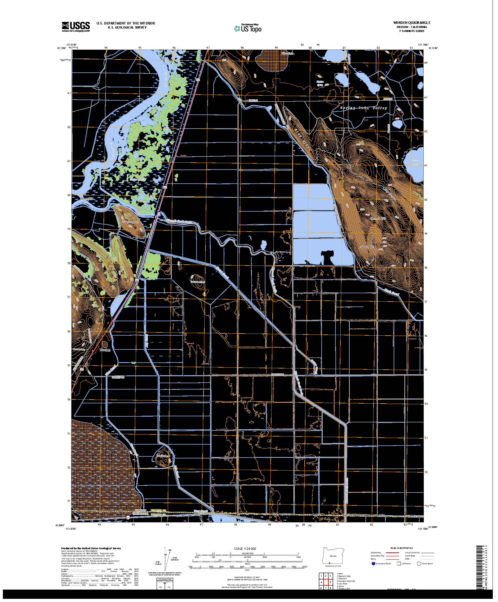 US TOPO 7.5-MINUTE MAP FOR WORDEN, OR,CA