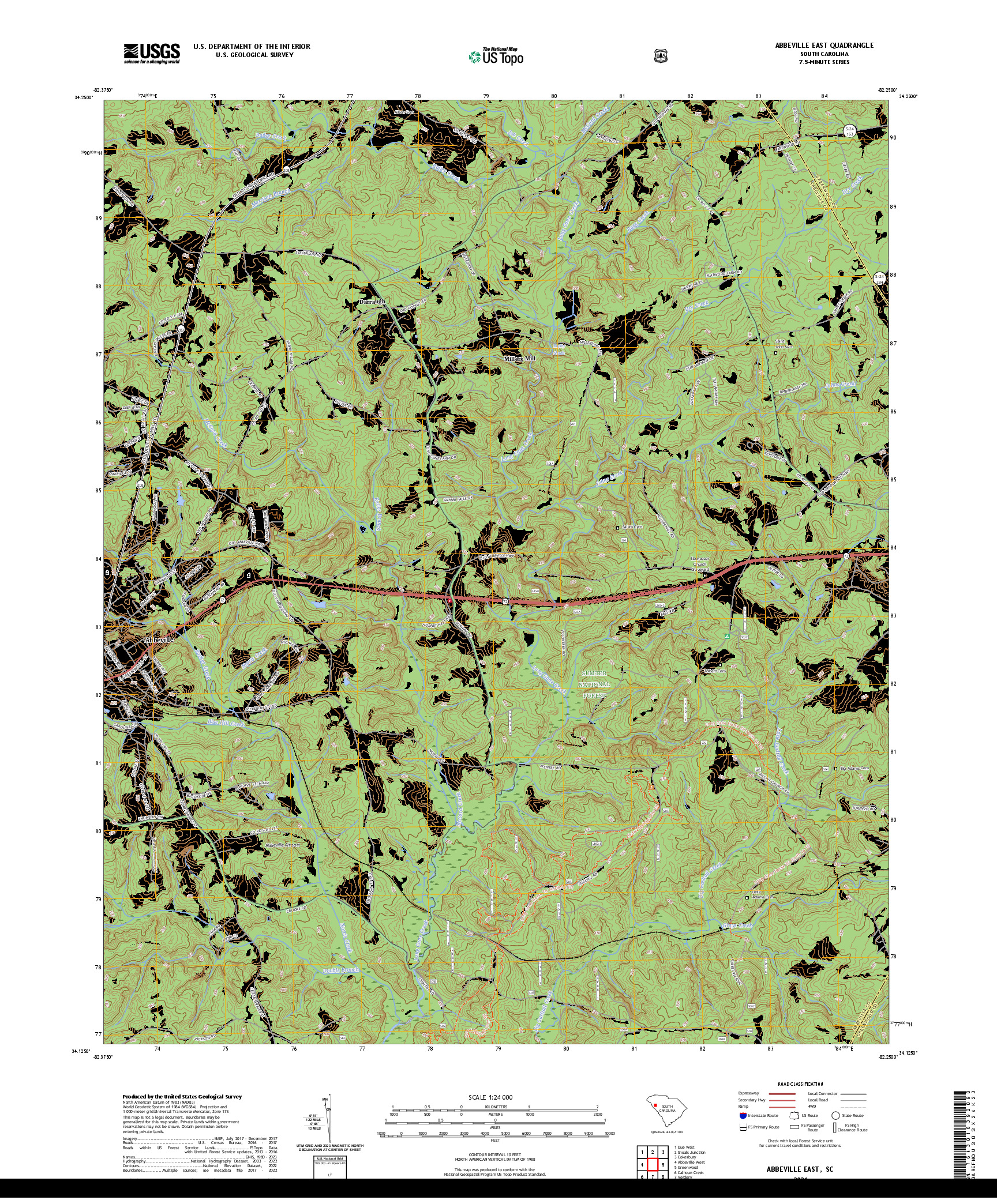 US TOPO 7.5-MINUTE MAP FOR ABBEVILLE EAST, SC