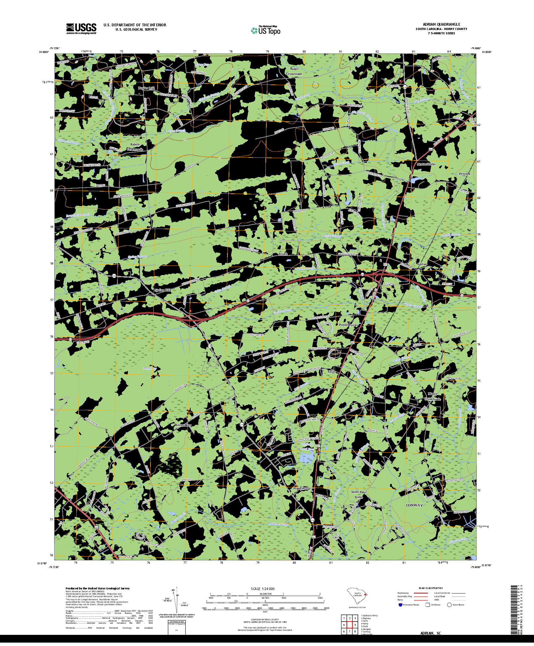 US TOPO 7.5-MINUTE MAP FOR ADRIAN, SC