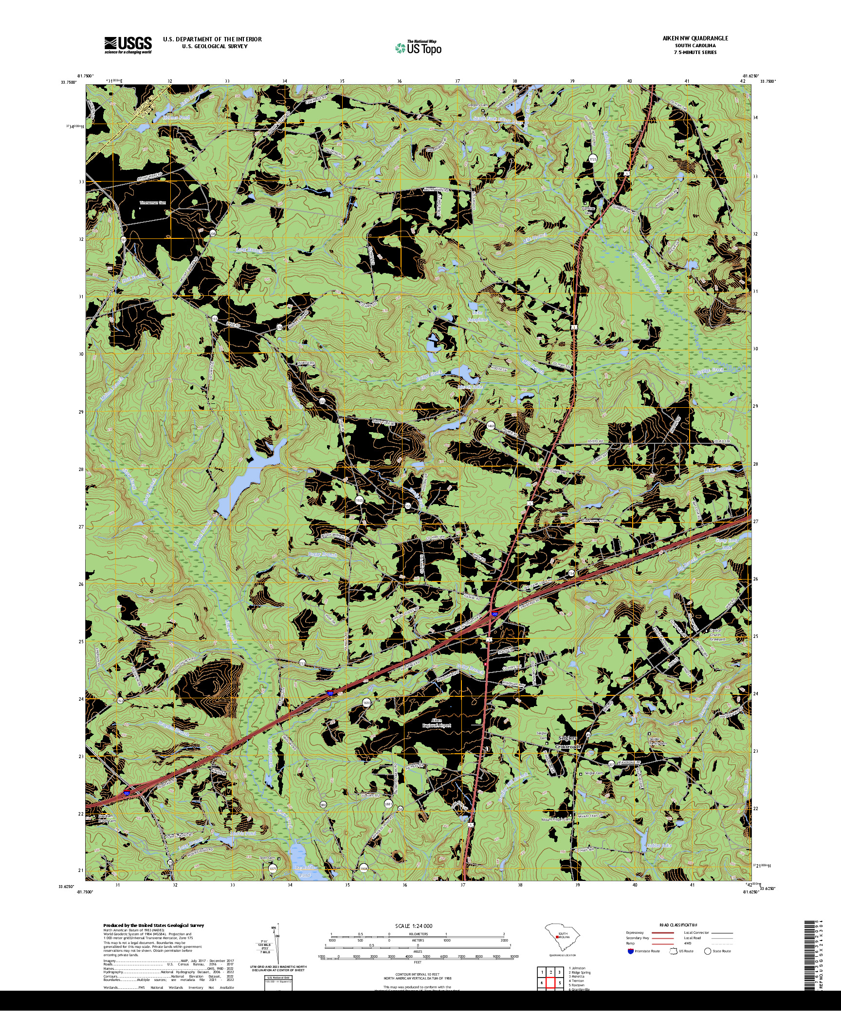 US TOPO 7.5-MINUTE MAP FOR AIKEN NW, SC