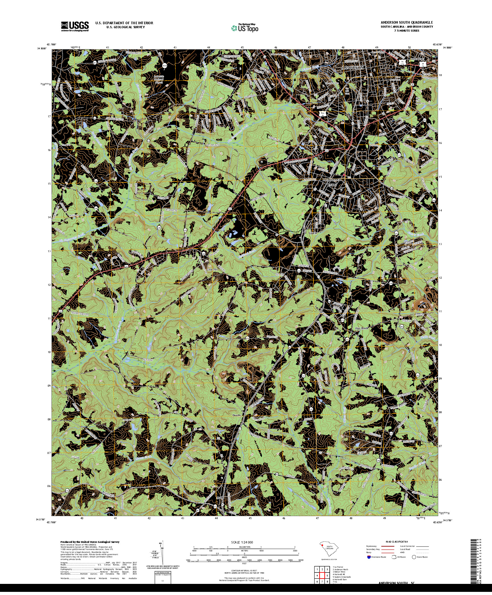 US TOPO 7.5-MINUTE MAP FOR ANDERSON SOUTH, SC